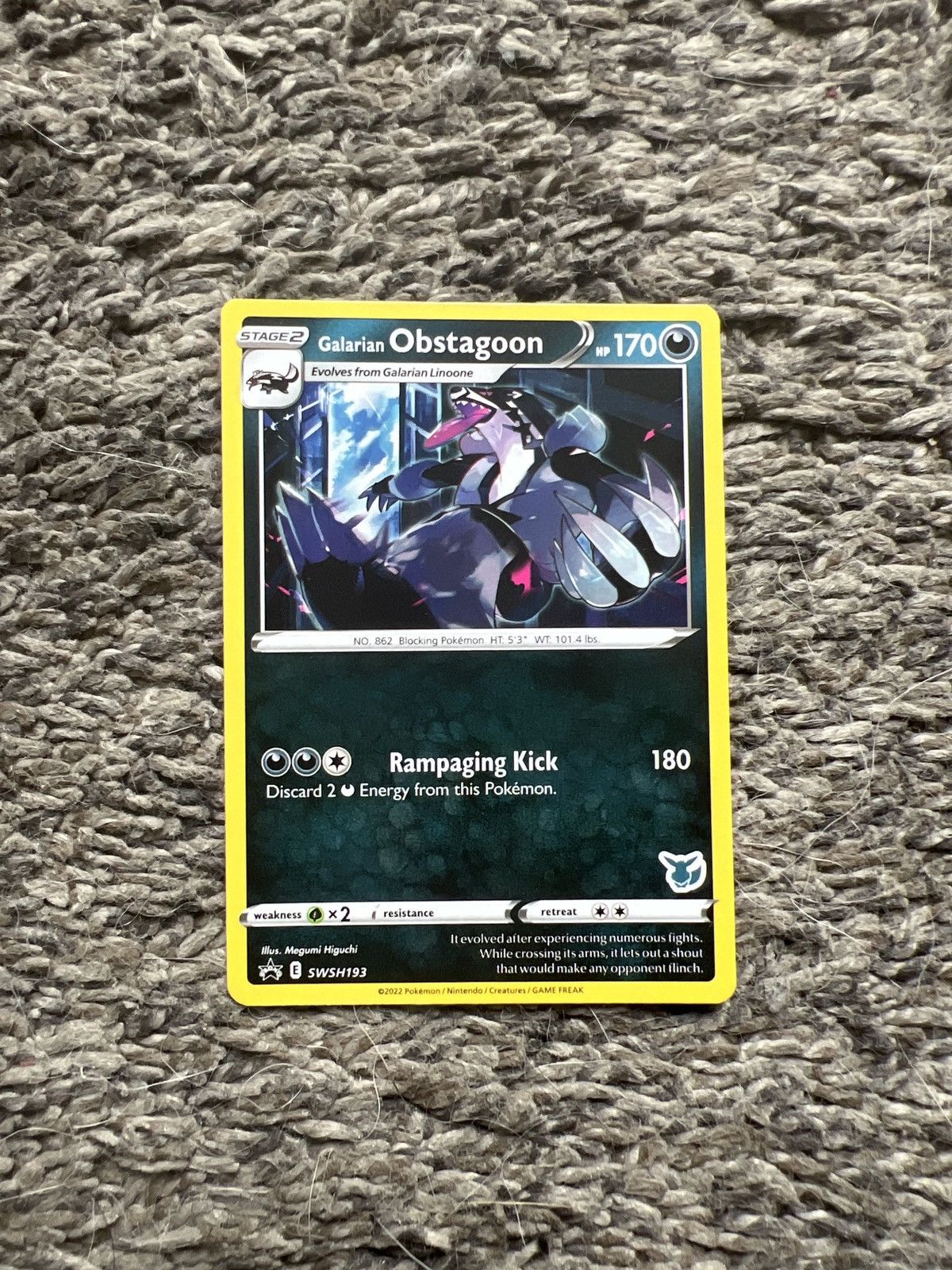 Pokemon 2022 Pokémon Galarian Obstagoon Stage 2 Card Size ONE SIZE - 1 Thumbnail
