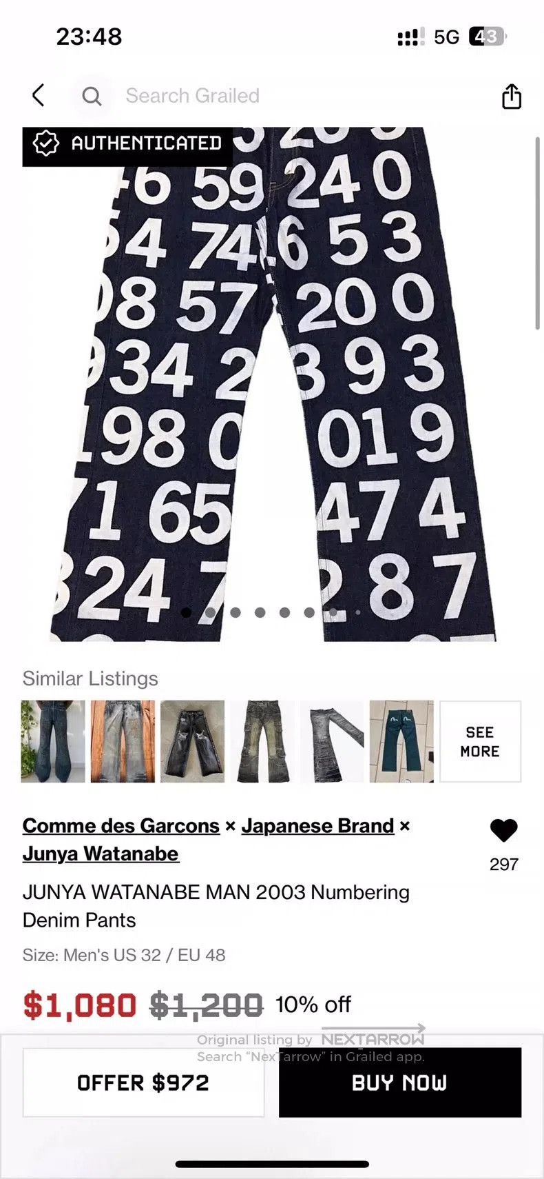 Junya Watanabe Junya Watanabe 03 Number Print Denim Jeans. Size US 34 / EU 50 - 5 Thumbnail