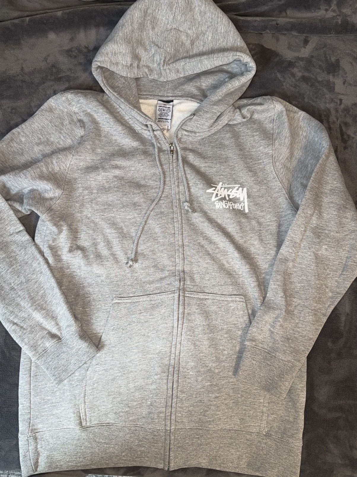 Stussy Stussy Singapore chapter Full Zip Hoodie Grey Size Large Size US L / EU 52-54 / 3 - 1 Thumbnail