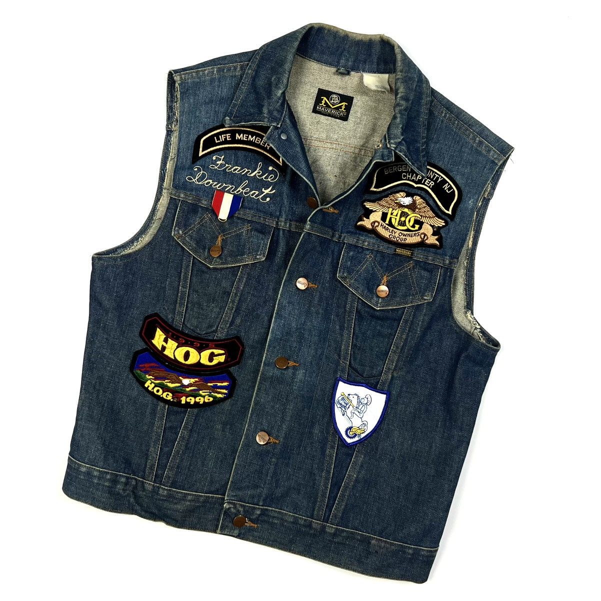 Vintage Vintage Maverick Blue Bell Patched Denim Vest Made In USA Size US M / EU 48-50 / 2 - 1 Thumbnail