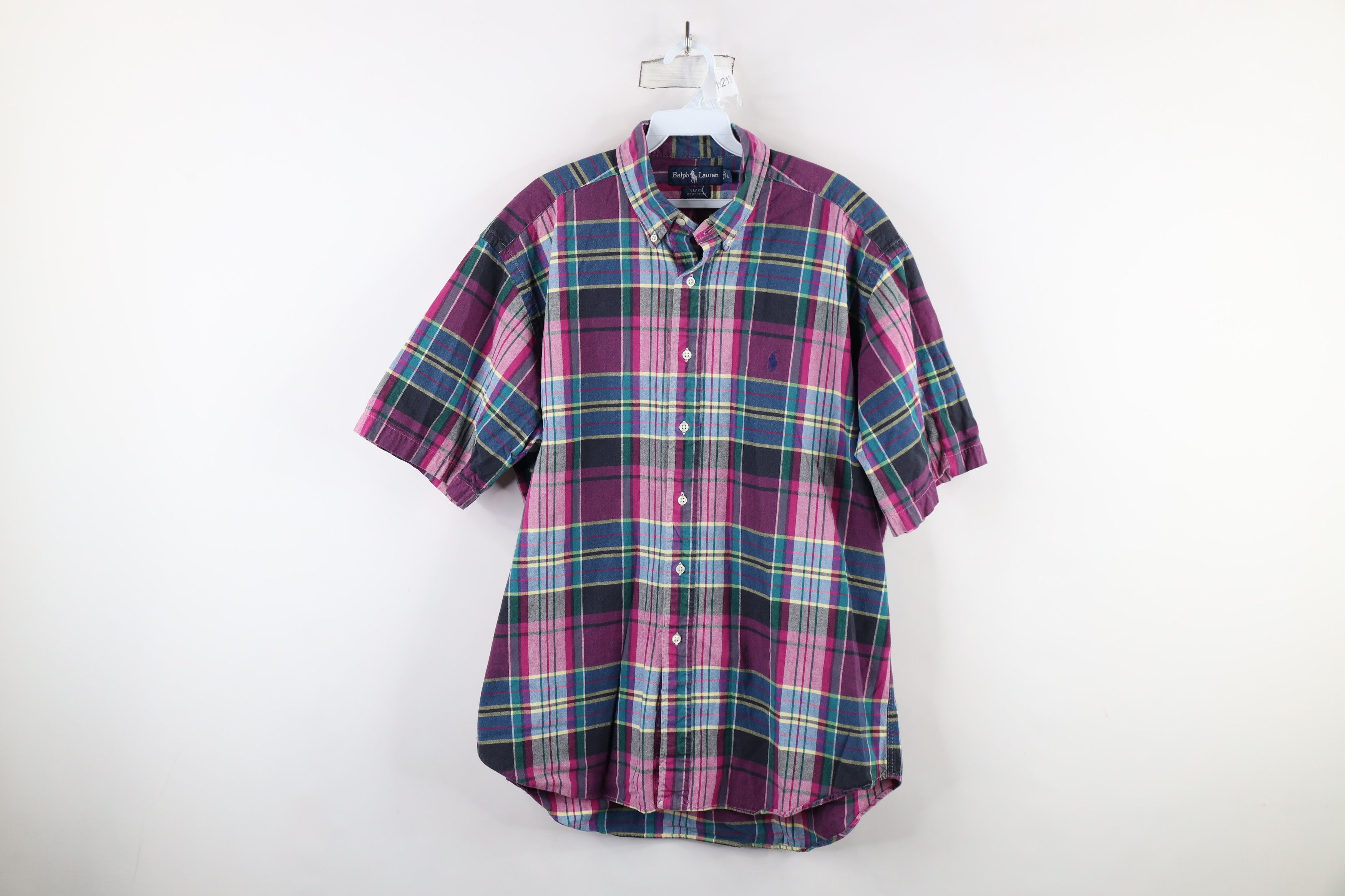 Polo Ralph Lauren Vintage 90s Ralph Lauren Plaid Short Sleeve Button Shirt Size US L / EU 52-54 / 3 - 1 Thumbnail
