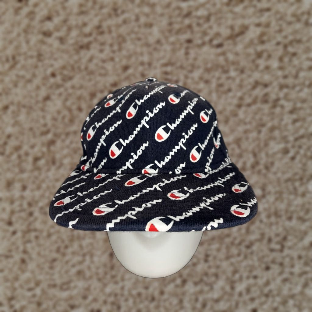 Champion CHAMPION Hat Cap One Size Blue All Over Print Logo Cotton Blend Adjustable Strapback Men Adult Golf Hat Size ONE SIZE - 1 Thumbnail