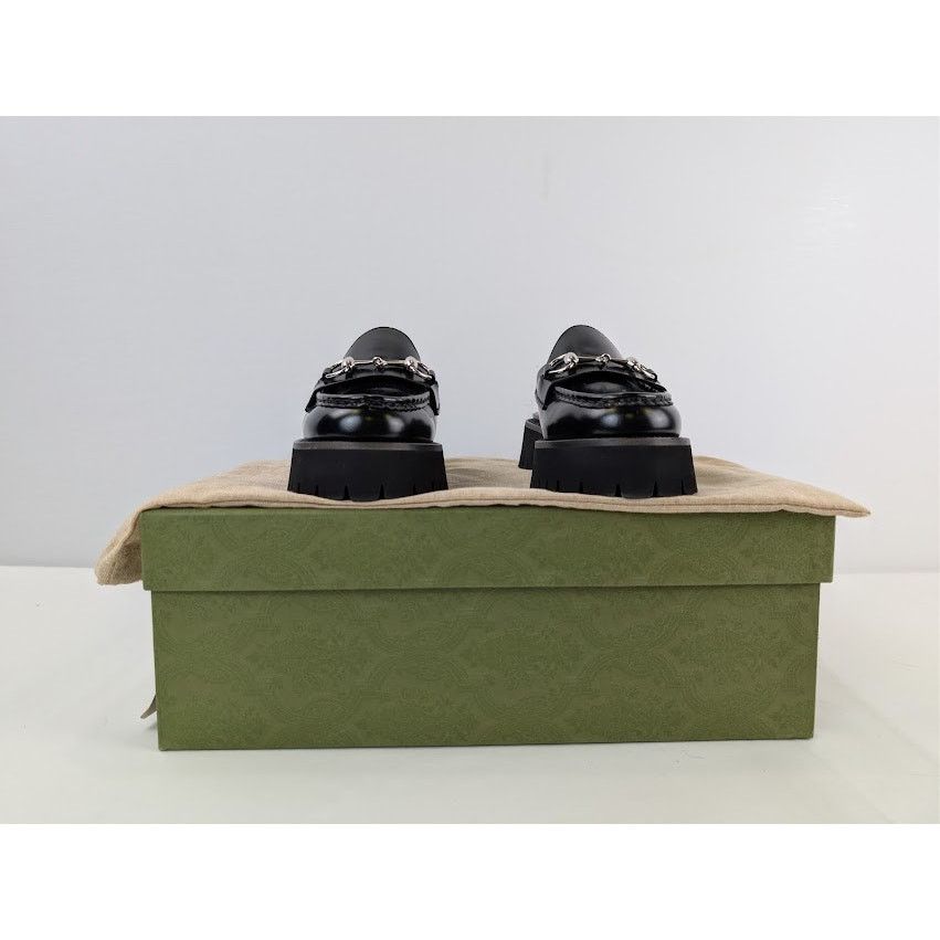Gucci o1rshd1 Cordovan Lux Horsebit Platform Mule Sandals in Nero Size US 6 / IT 36 - 18 Thumbnail