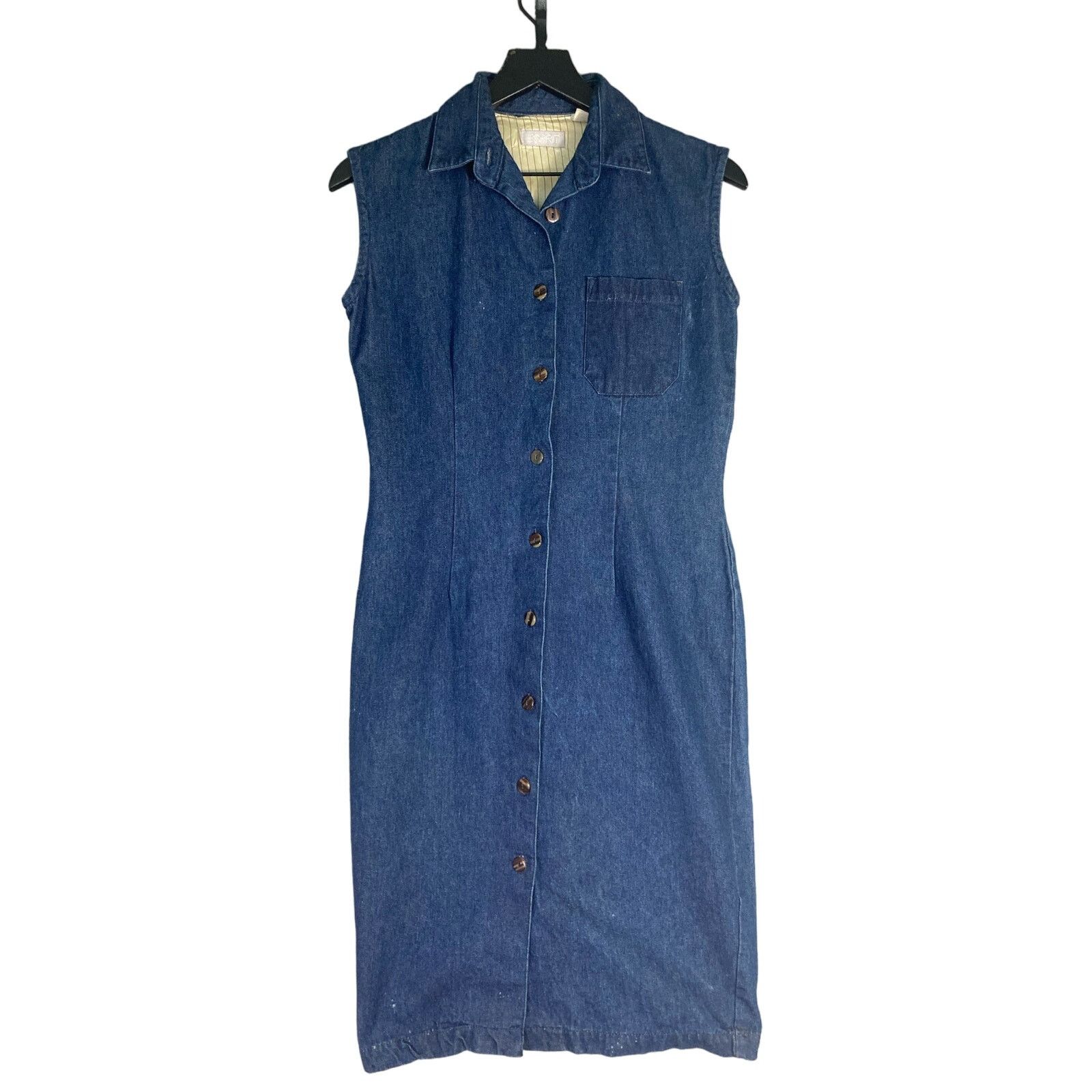 Esprit Vintage Denim Dress Women's 8 Blue Knee Length Sleeveless Size M / US 6-8 / IT 42-44 - 1 Thumbnail