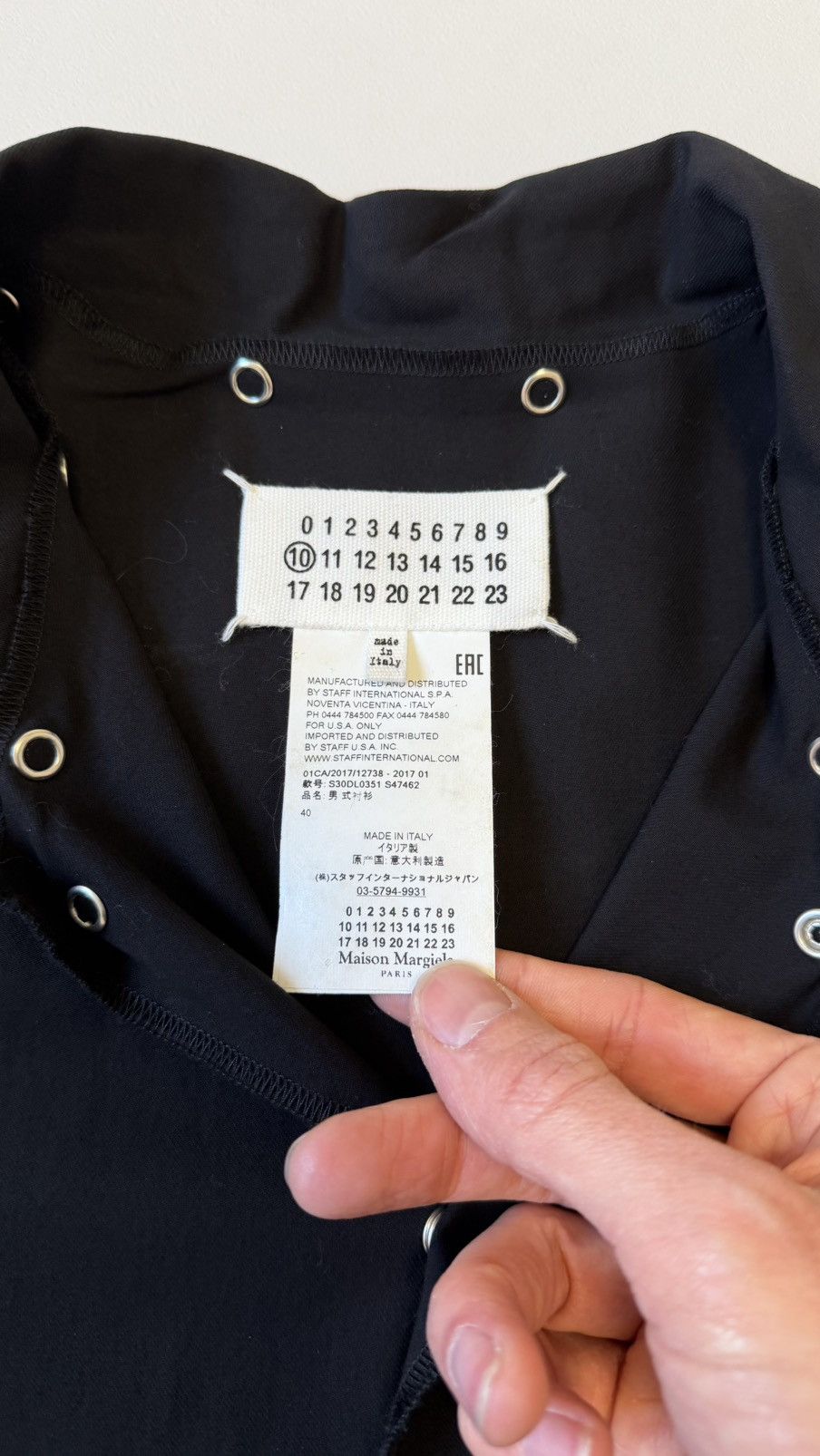 Maison Margiela S/S 17 ‘Metal Popper Detail’ Black Cotton Shirt Size US M / EU 48-50 / 2 - 6 Thumbnail