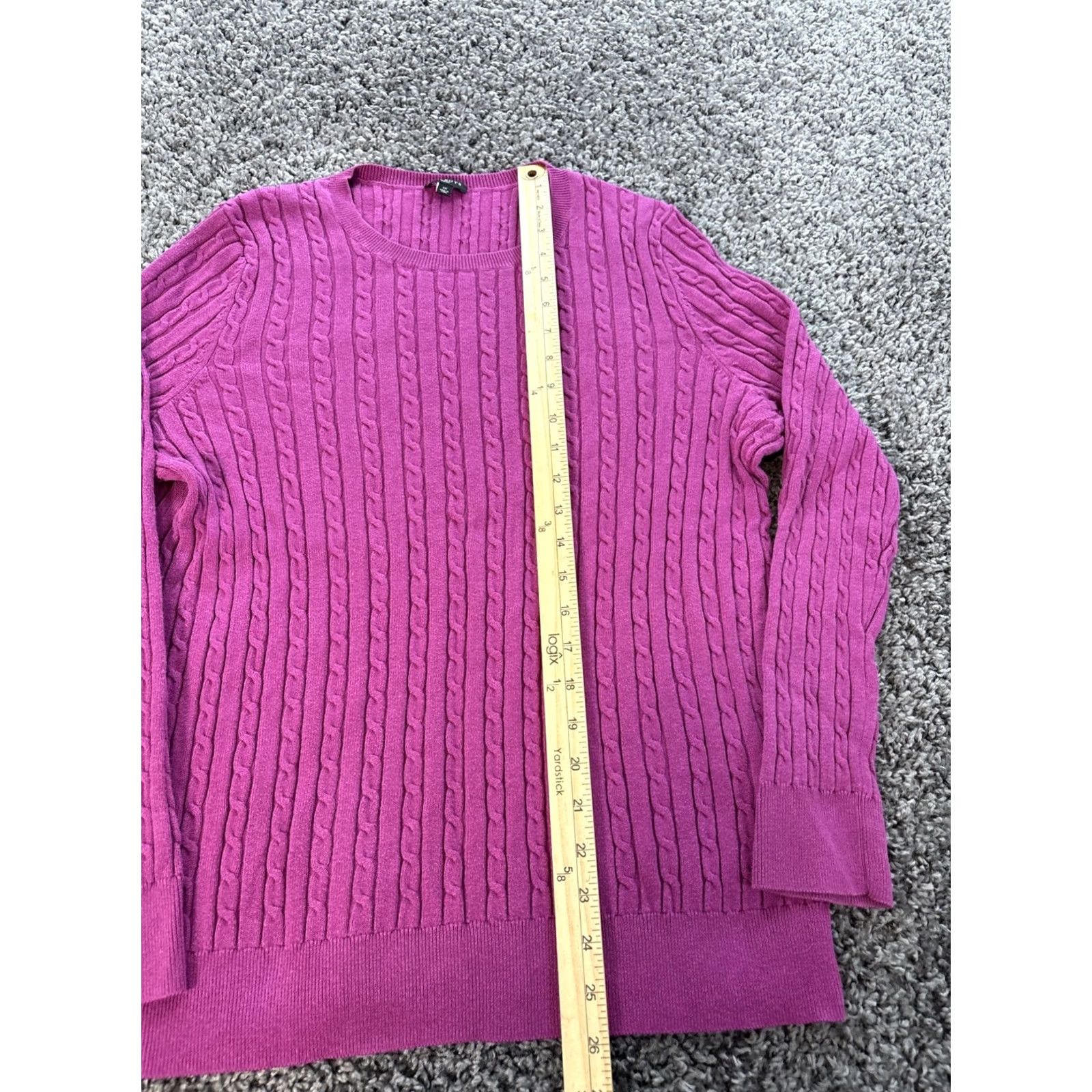 Talbots Talbots Sweater Womens 1x Purple Knit Pullover Long Sleeve Chunky Cotton Size XL / US 12-14 / IT 48-50 - 2 Thumbnail