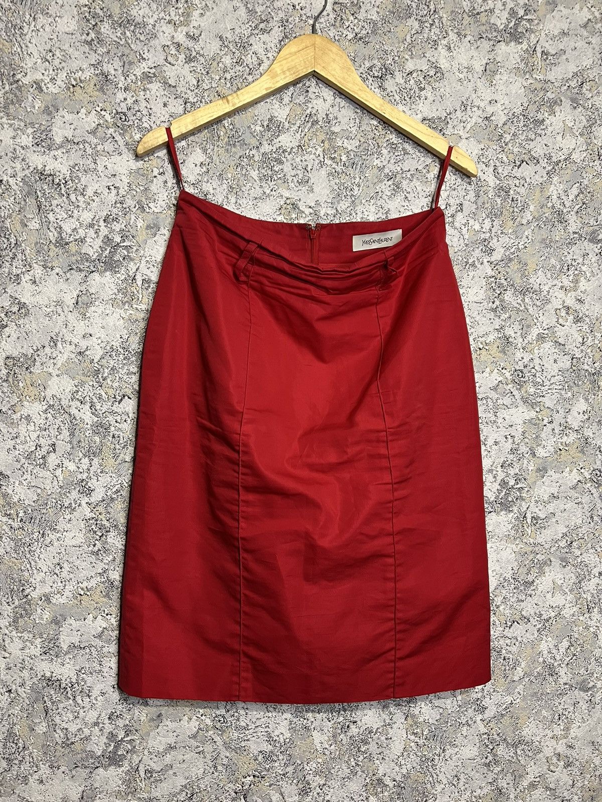 Vintage Yves Saint Laurent Women's Midi Red Skirt Size FR 40