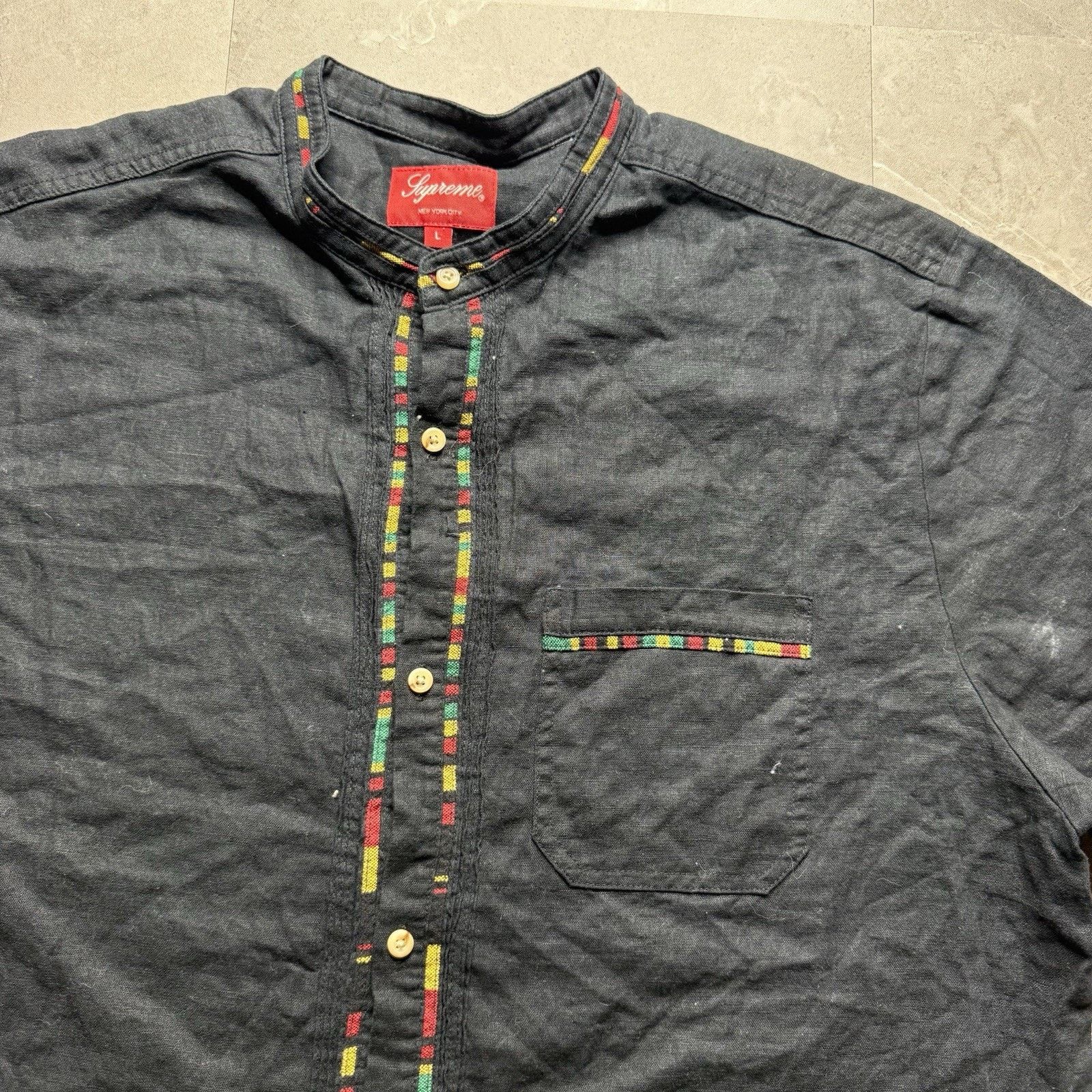Supreme SS18 Supreme Band Collar Shirt L Large Black Button Up Size US L / EU 52-54 / 3 - 5 Thumbnail