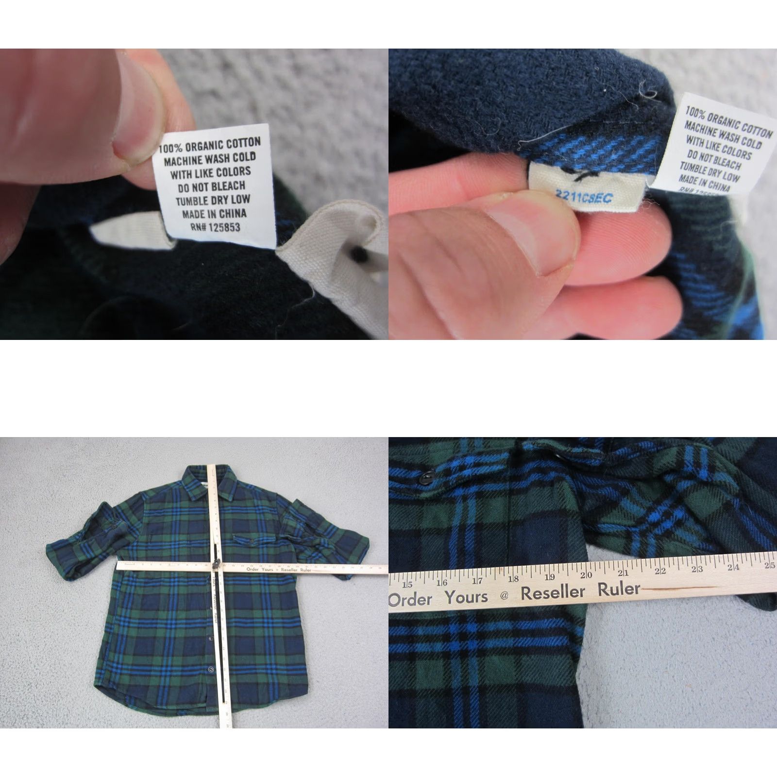 Taylor Stitch Taylor Stitch Shirt 40 Mens Blue Green Plaid Flannel Organic Cotton 90s Size US L / EU 52-54 / 3 - 8 Thumbnail