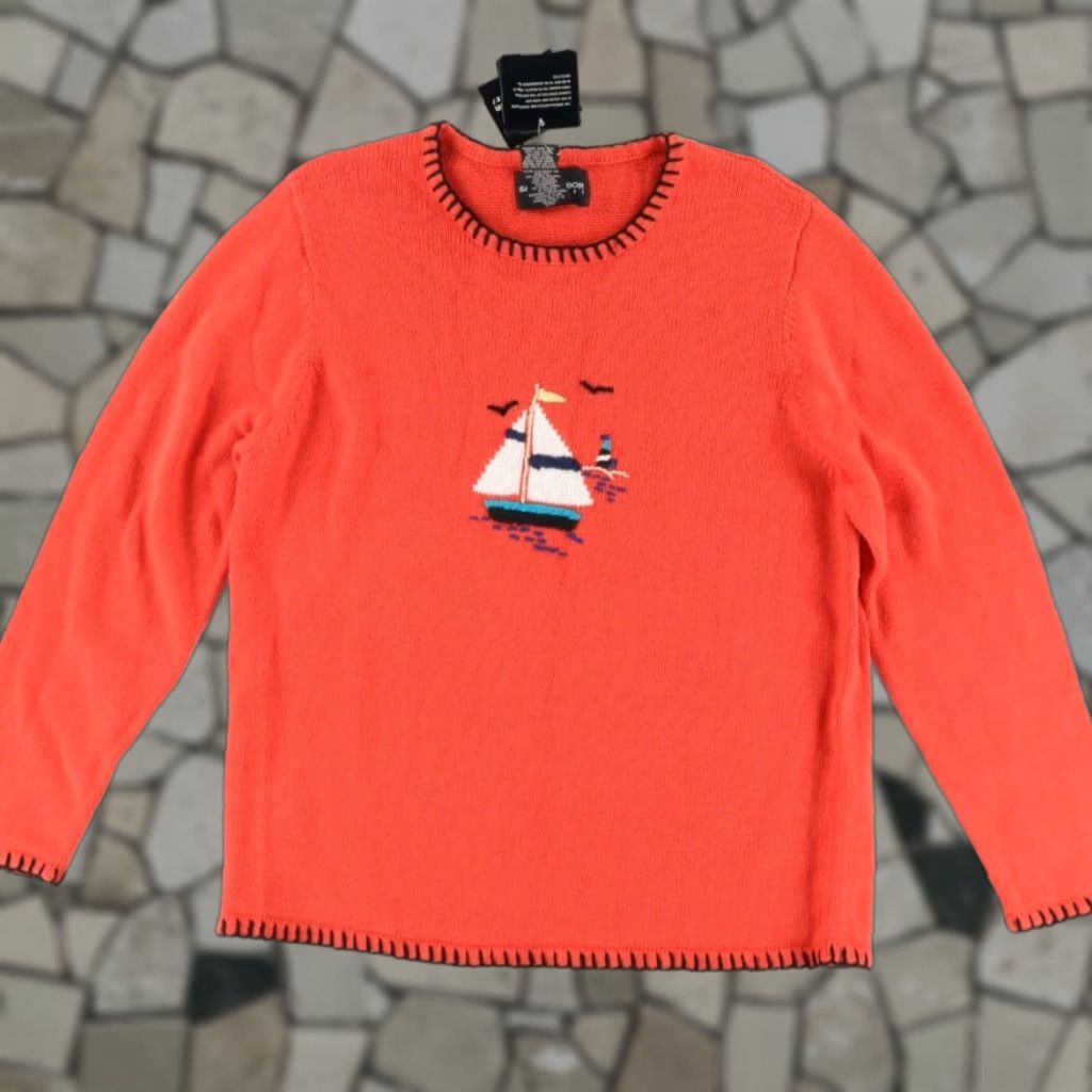 Vintage VTG Sag Harbor Knit Crewneck Sailboat Solid Long Sleeve Sweater Red Women's L Shirt Size L / US 10 / IT 46 - 1 Thumbnail