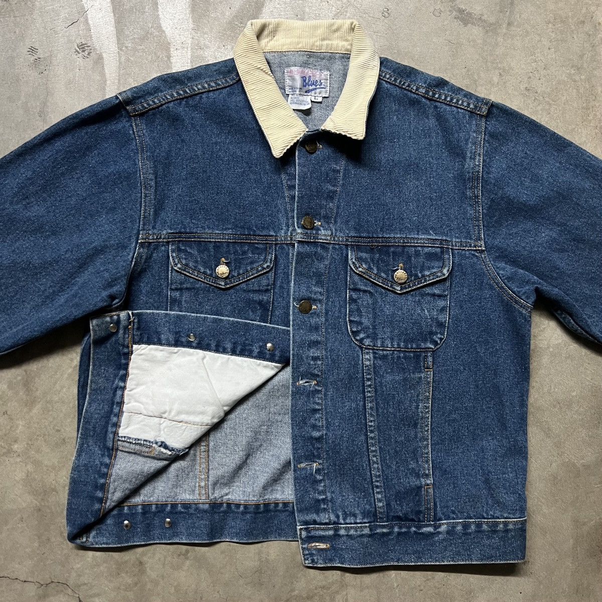 Levi's × Polo Ralph Lauren × Vintage Vintage 90’s Weathered Blues Corduroy Collar Denim Jacket Size US L / EU 52-54 / 3 - 4 Thumbnail