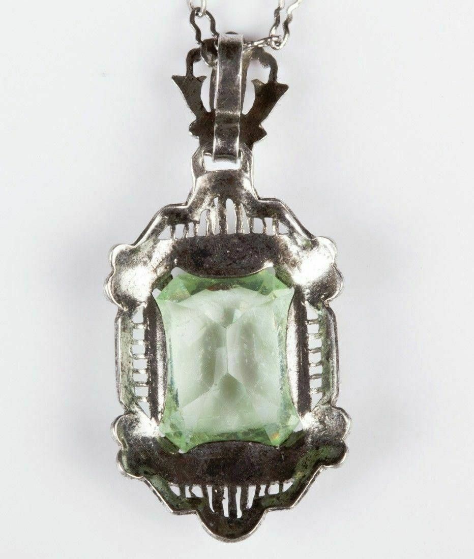 Designer Czech Filigree Faux Peridot Glass Necklace Size ONE SIZE - 3 Thumbnail