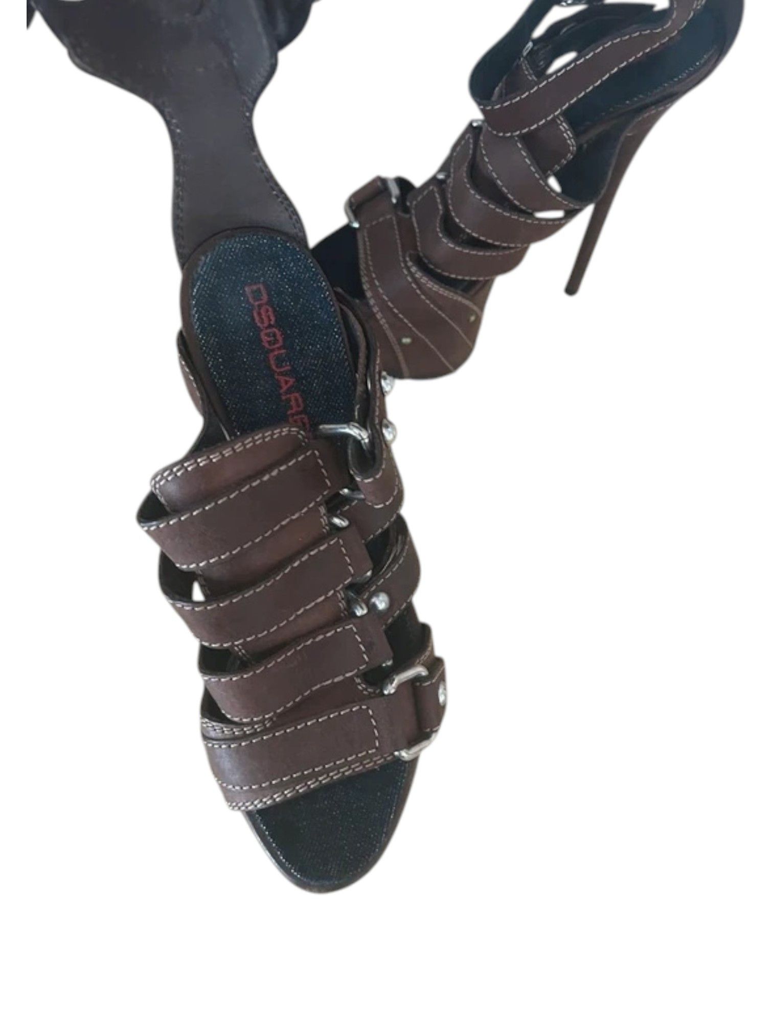 Dsquared2 Dsquared² Brown Harness Platform Stiletto Sandals Size US 5 / IT 35 - 2 Thumbnail