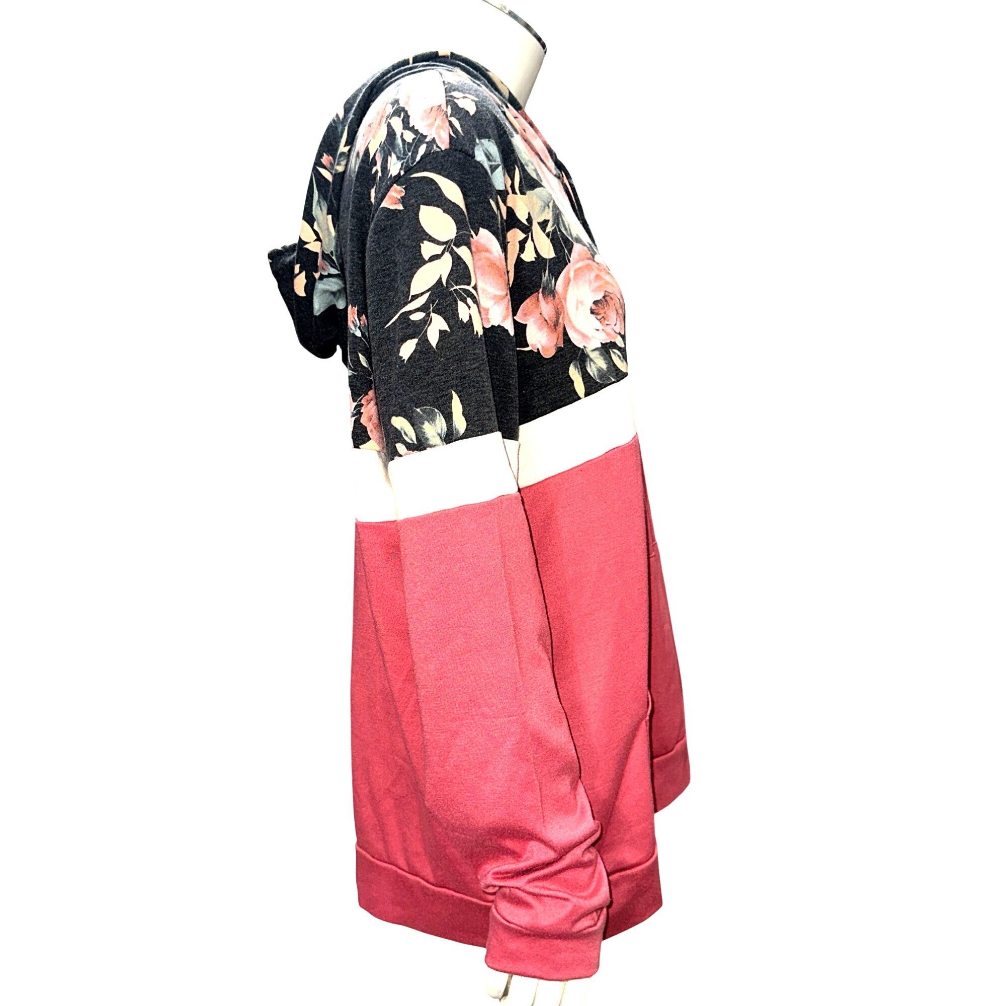 Other 7Th Ray XL Floral Colorblock Hoodie Rose Pink Black Pullover Size XL / US 12-14 / IT 48-50 - 6 Thumbnail