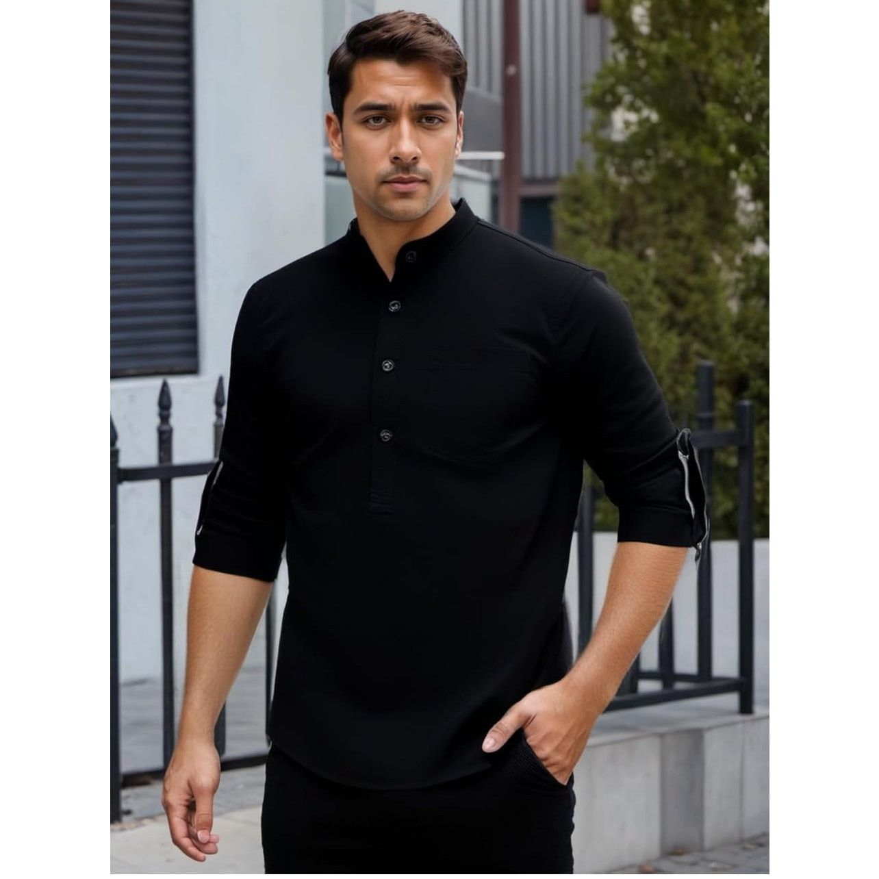 The Unbranded Brand Size Large Mens Casual Henley Shirts Long Sleeve Linen Blend Size US L / EU 52-54 / 3 - 1 Preview
