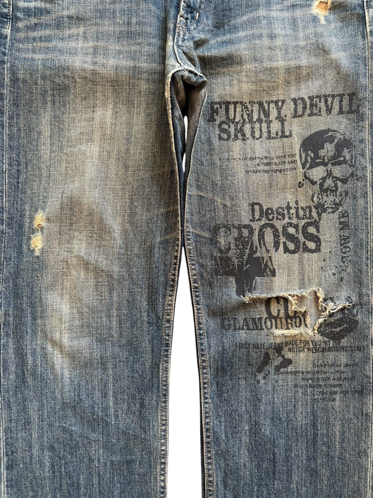 Japanese Brand × Seditionaries Vintage Japanese Brand Rusty Mud Wash Skull Rip Loose Jeans Size US 36 / EU 52 - 5 Thumbnail