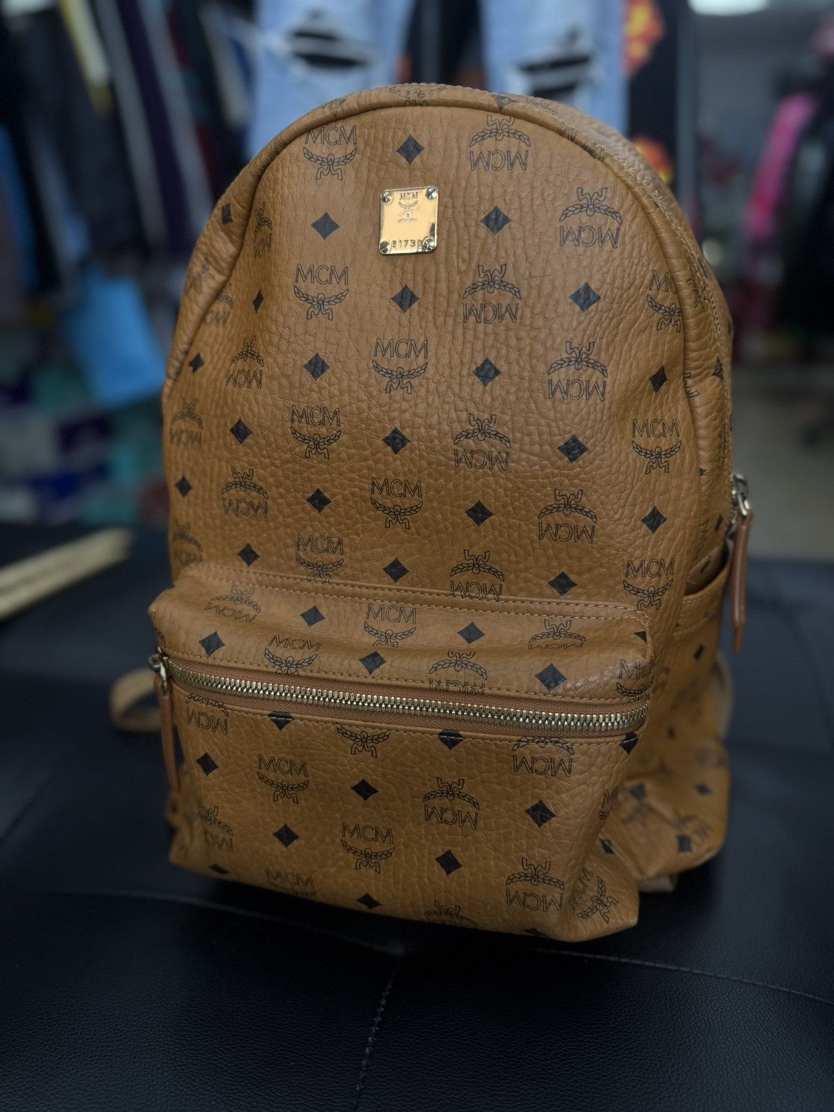 MCM MCM Classic Logo Brown Studs Large Backpack 🧼 Size ONE SIZE - 3 Thumbnail