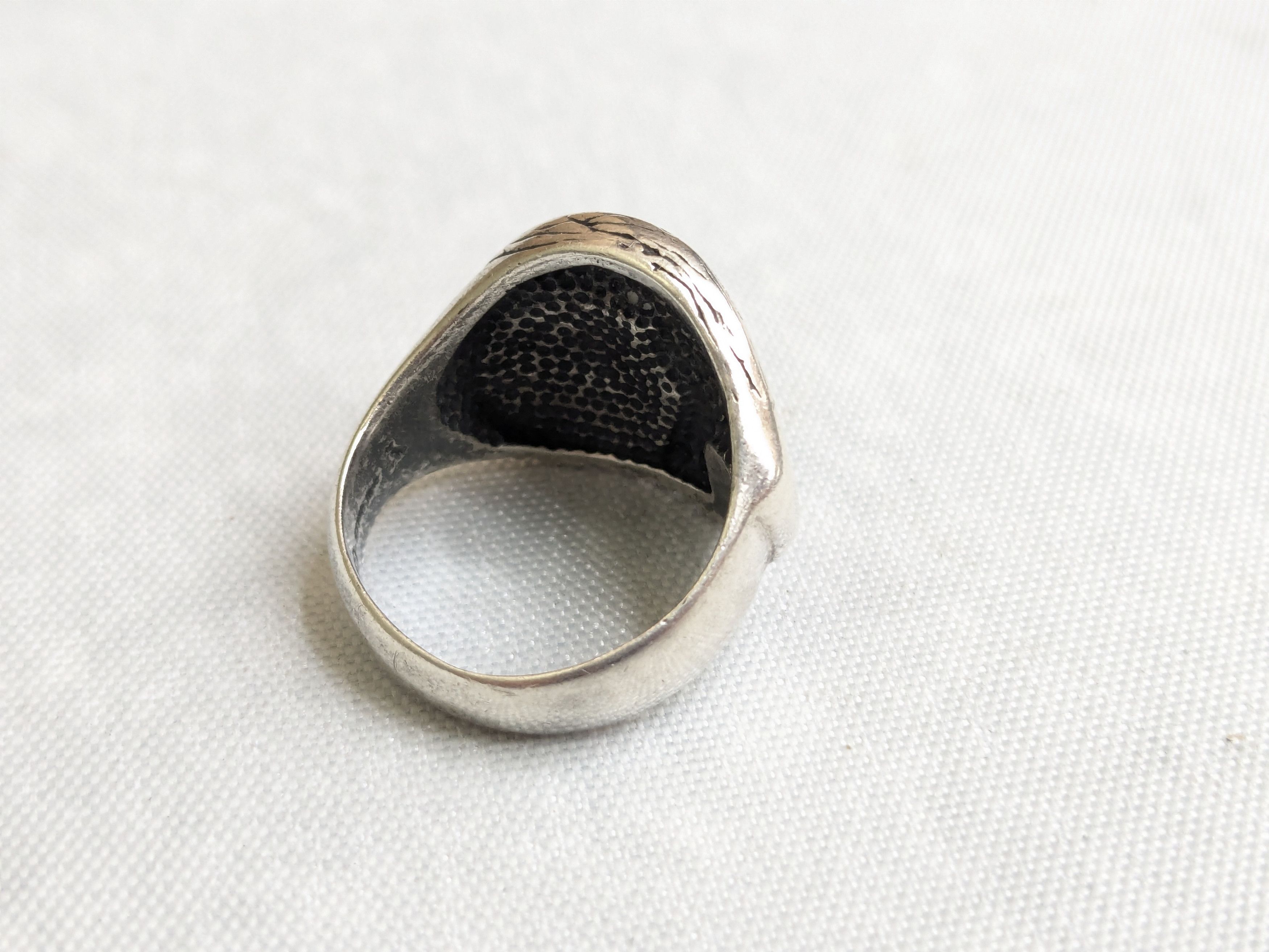 Jewelry Sterling Silver Ring Crushed Turquoise Coral 8 Eagle Native Size ONE SIZE - 6 Thumbnail
