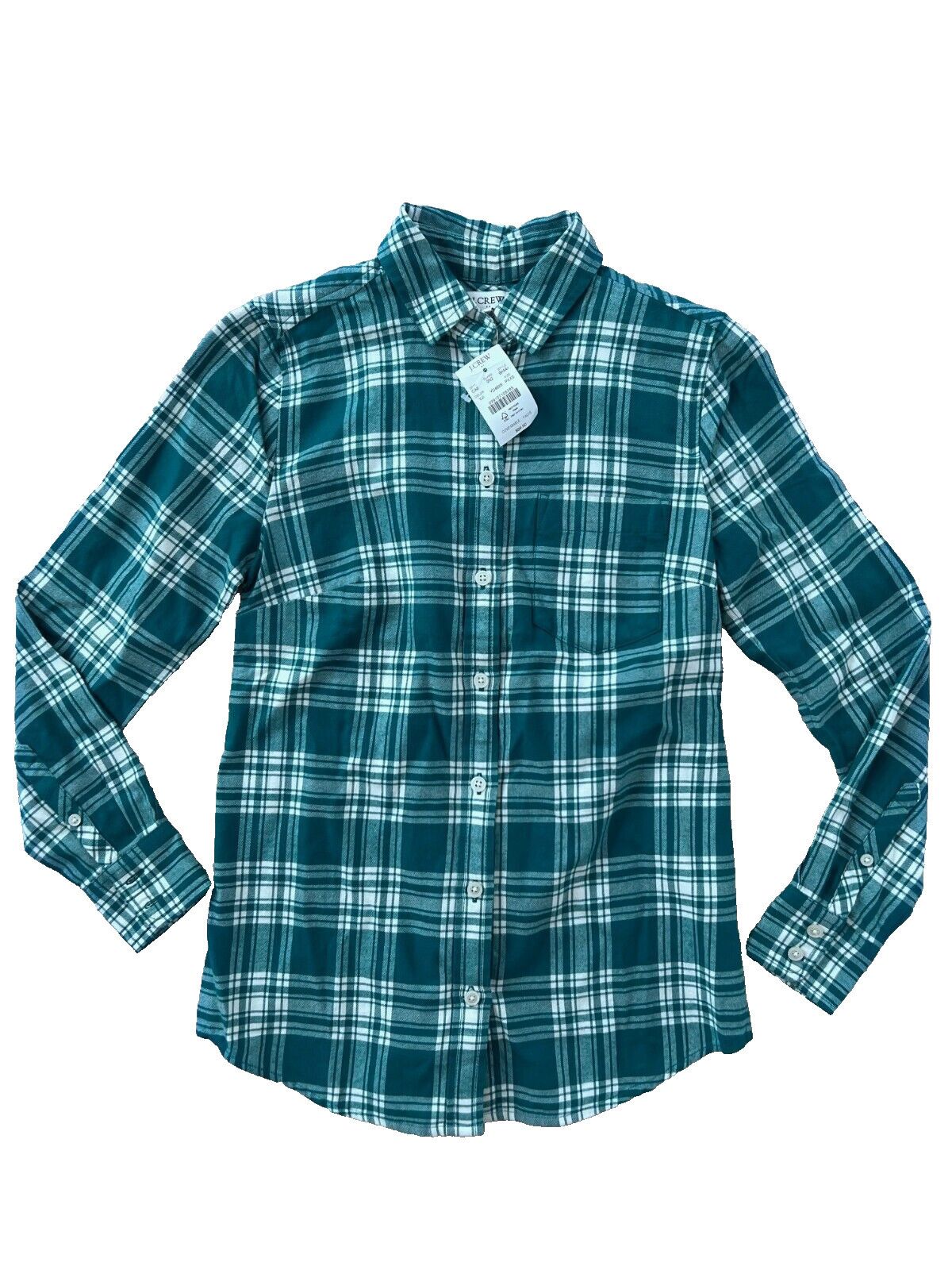 J.Crew J. Crew Petite Plaid Button Shirt Green / White ( PXXS ) Size XXS / US 00 / IT 34 - 1 Thumbnail