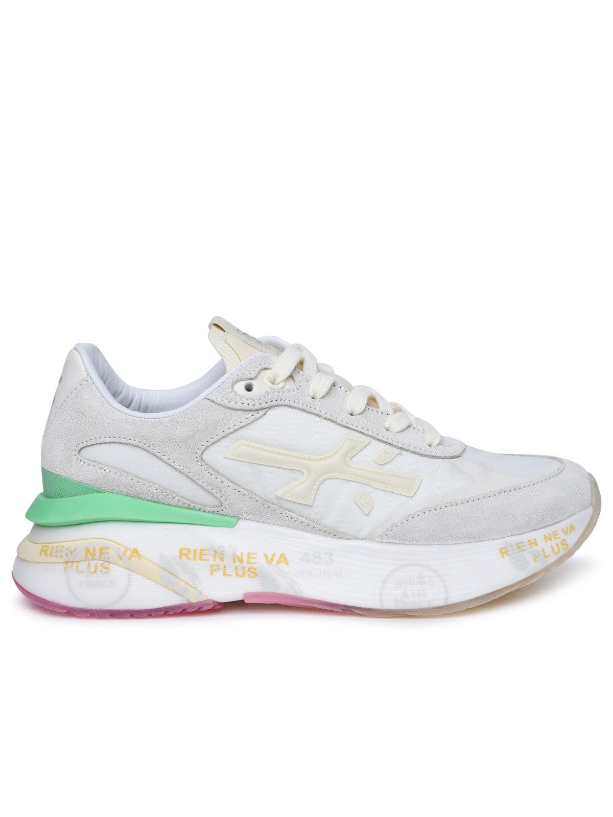 image of Premiata 'moerund' White Leather And Fabric Sneakers, Women's (Size 9)