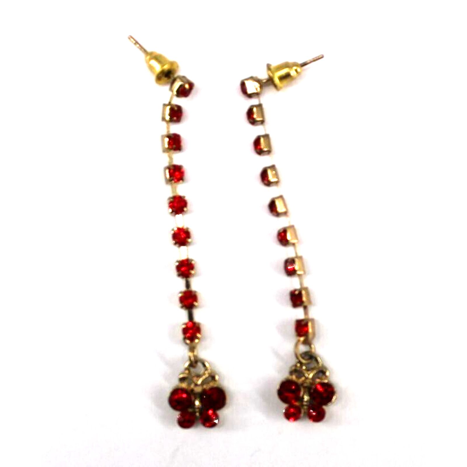 Other Vintage Red Rhinestone Dangle Earrings • Butterfly • 2-1/2" Size ONE SIZE - 1 Thumbnail