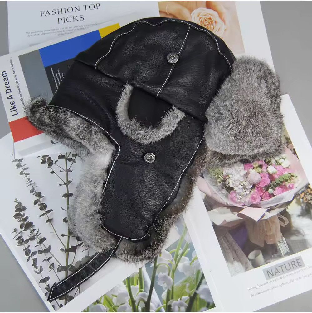 Other Unisex Genuine Sheepskin Real Rabbit Fur Hats Size ONE SIZE - 4 Thumbnail