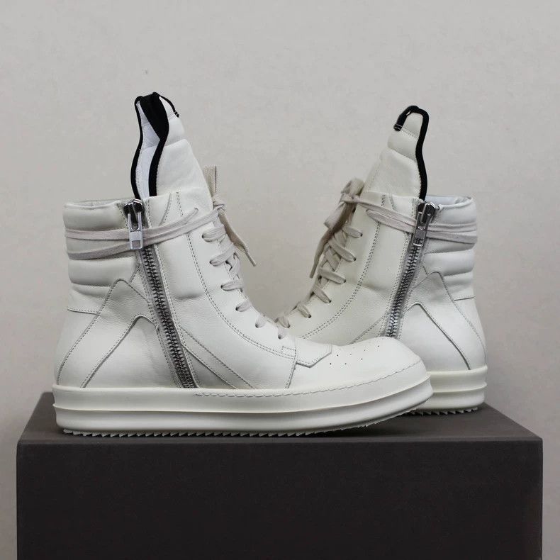 Rick Owens rickowens milk white high top sneakers-2508 Size US 5 / EU 37 - 4 Thumbnail