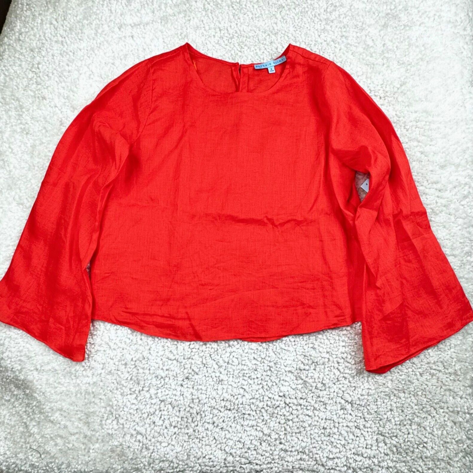 image of Vintage Antonio Melani Linen Kayla Top Red Womens Small New in White