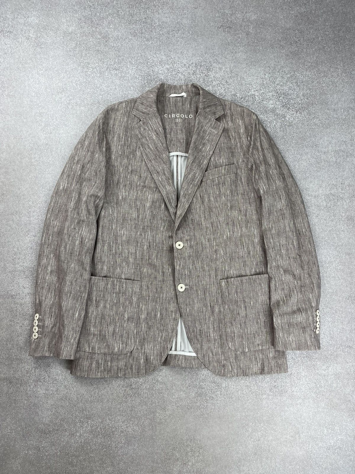 Circolo 1901 Circolo 1901 Slim Fit Herringbone Blazer Jacket Size 54 Size US L / EU 52-54 / 3 - 1 Thumbnail