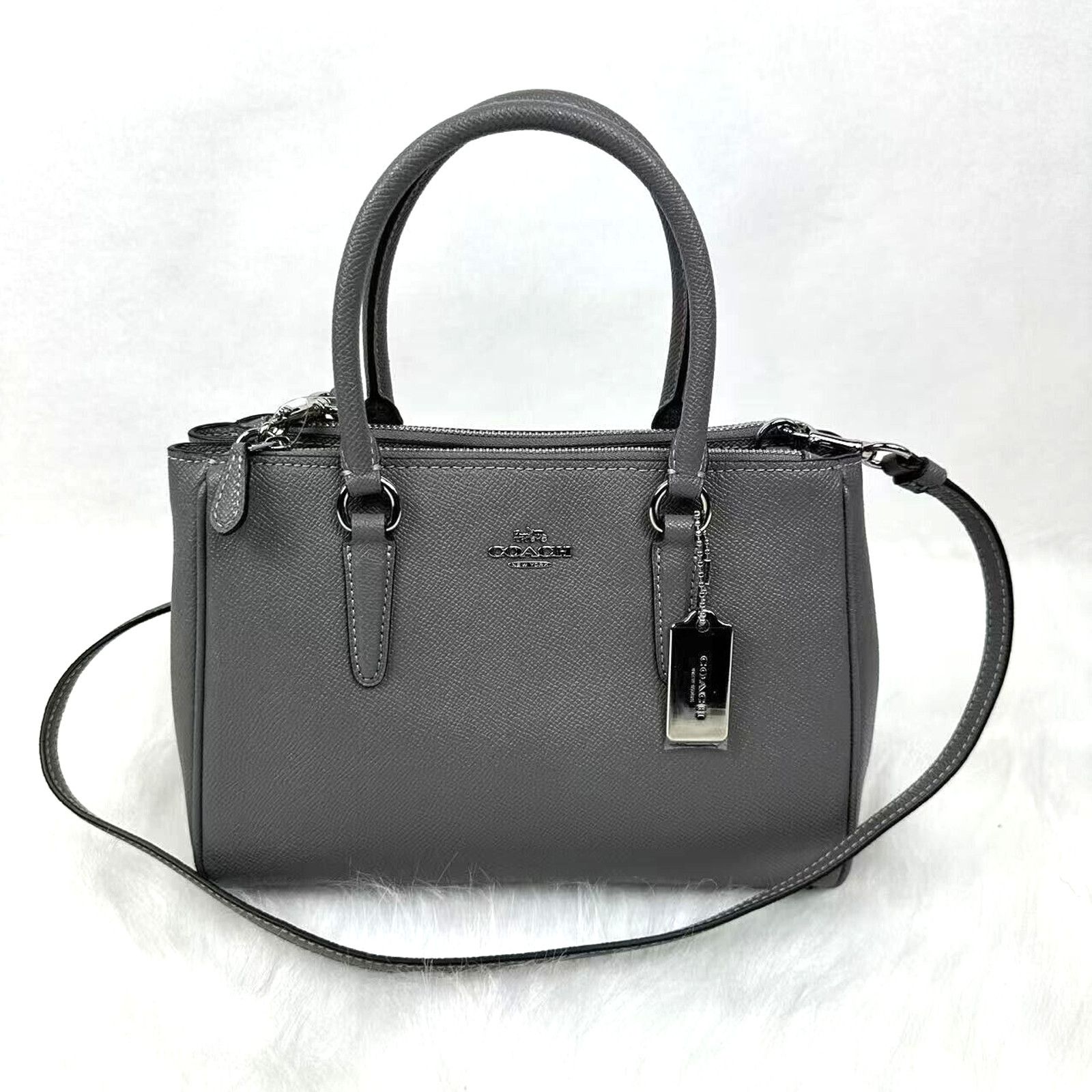 Coach Mini Surrey Carryall Crossbody Bag Grey Leather Nwt, Women's