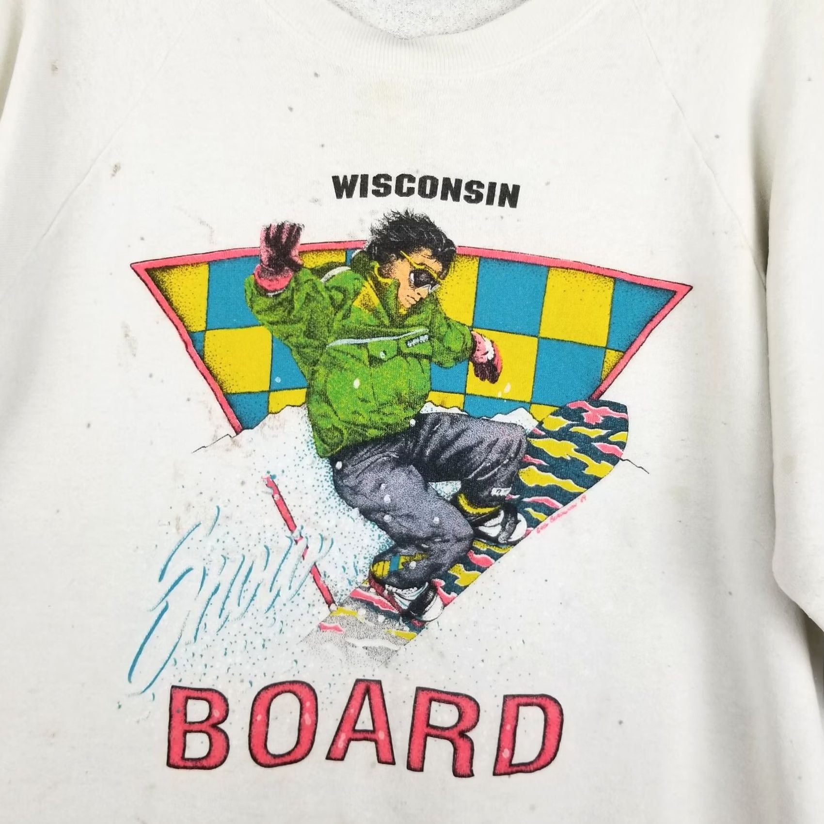 Thrasher VINTAGE Wisconsin Sweatshirt XL Mens Grunge Trashed Crewneck Pullover White Snowboard Style Size US XL / EU 56 / 4 - 5 Thumbnail