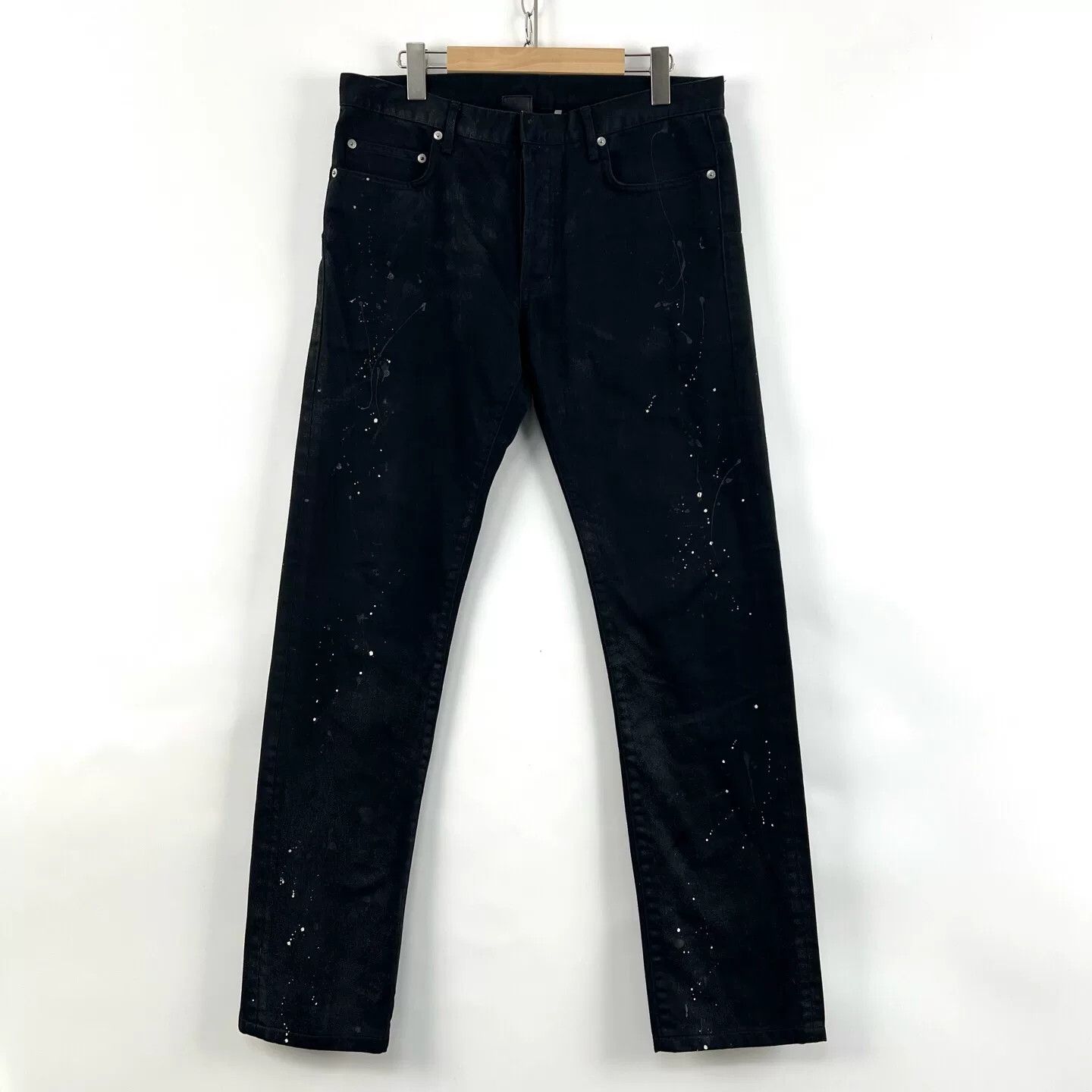 Dior Dior Black Splatter Distressed Denim Pants Size US 33 - 1 Thumbnail