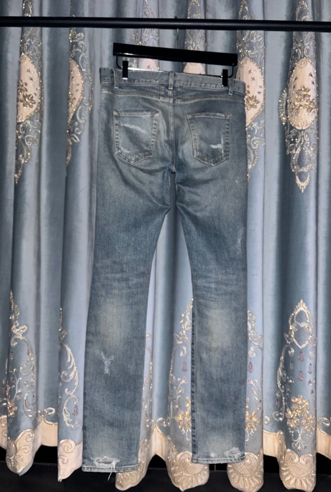 Saint Laurent Paris Saint Laurent SLP 2015FW Light Blue Heavy Destroyed Jeans Size US 31 - 2 Thumbnail