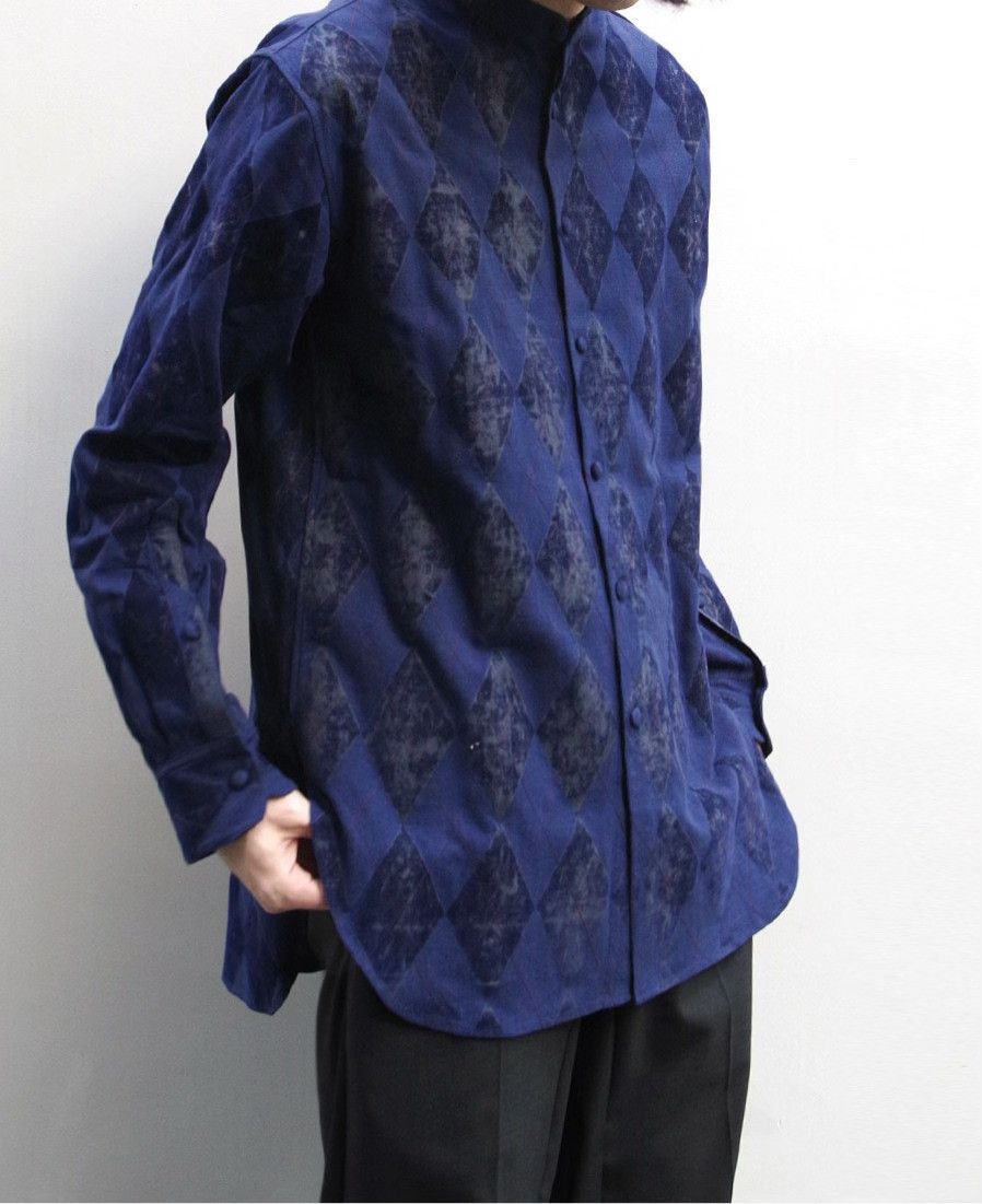 Other Diamond Pattern Linen Blend Long Sleeve Shirt Size US S / EU 44-46 / 1 - 1 Thumbnail
