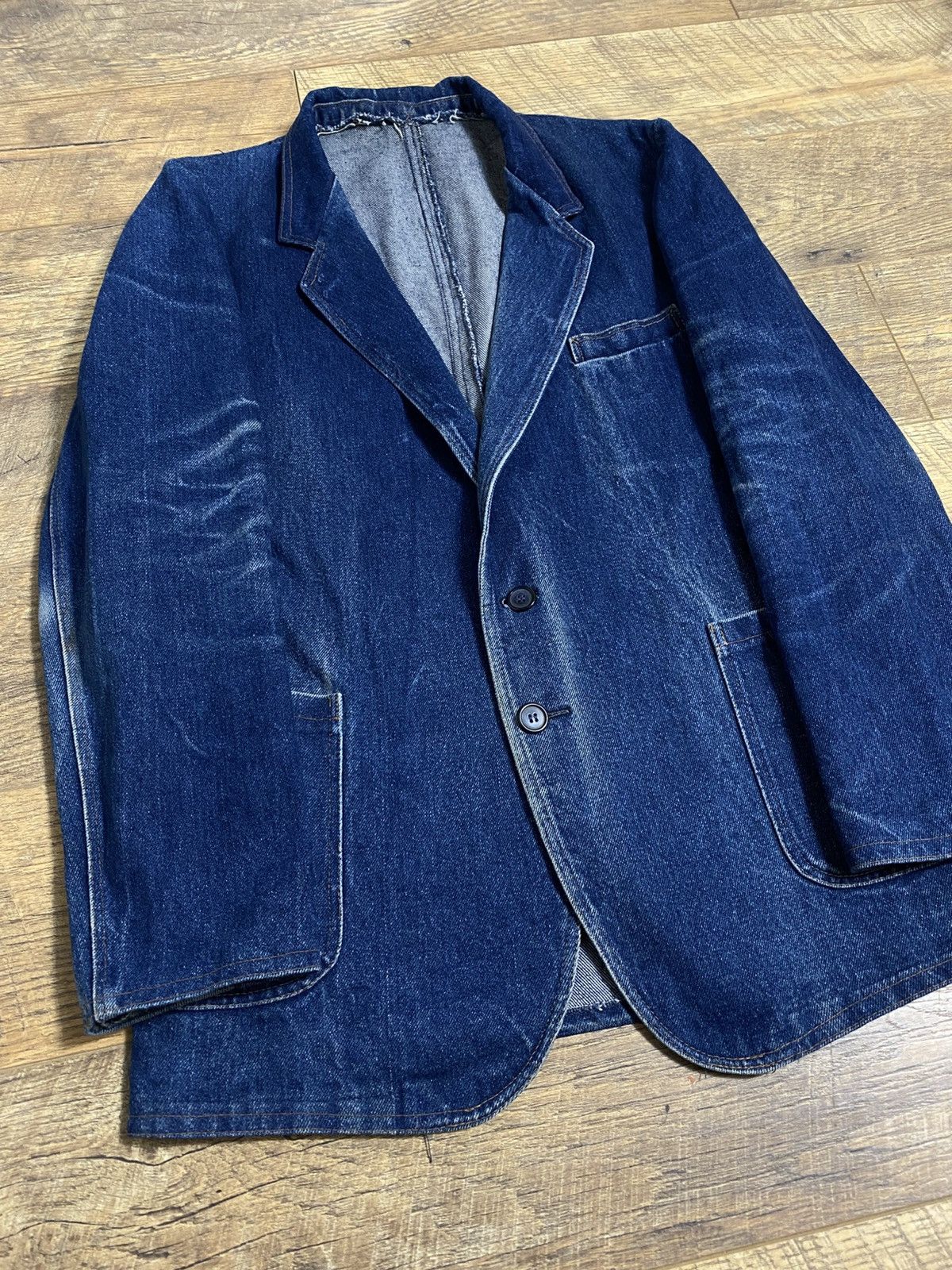 Vintage Vintage Prvi Maj Pirot Denim Blazer Yugoslavia Chore Coat Size 48L - 2 Thumbnail