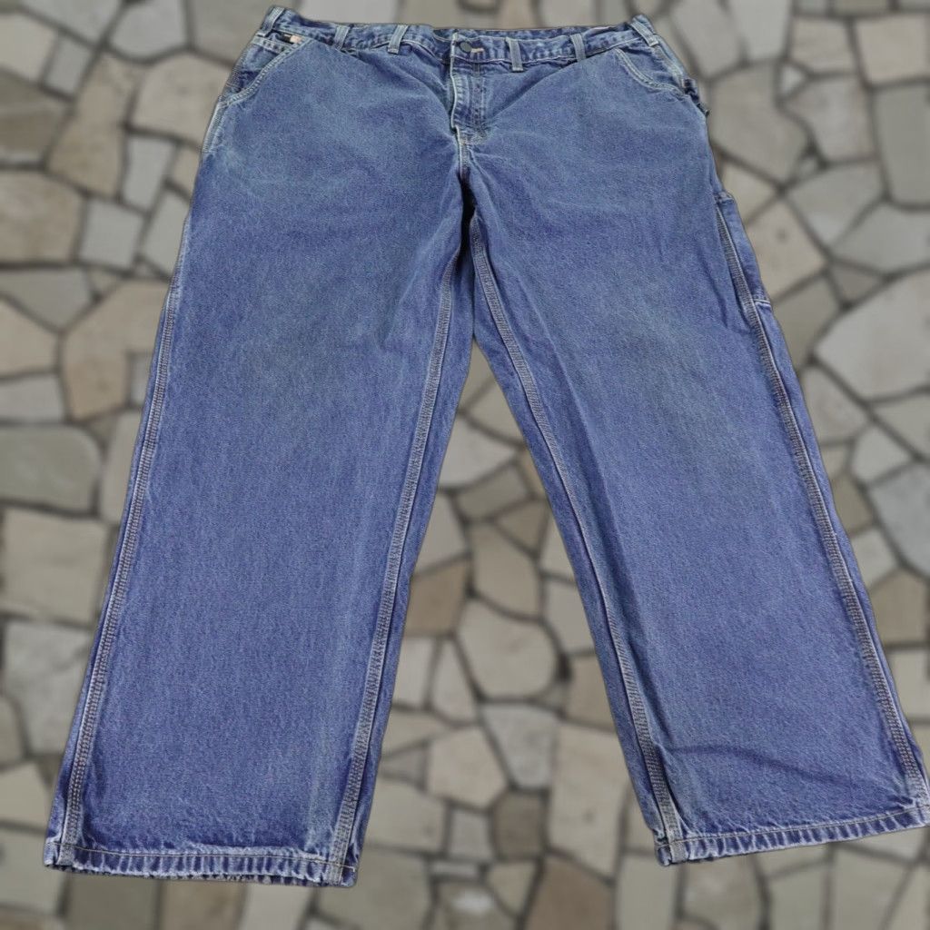 Carhartt VINTAGE Carhartt Men’s Denim Jeans 44x30 Regular Fit Blue Flame-Resistant Contractor Workwear Size US 41 - 1 Thumbnail