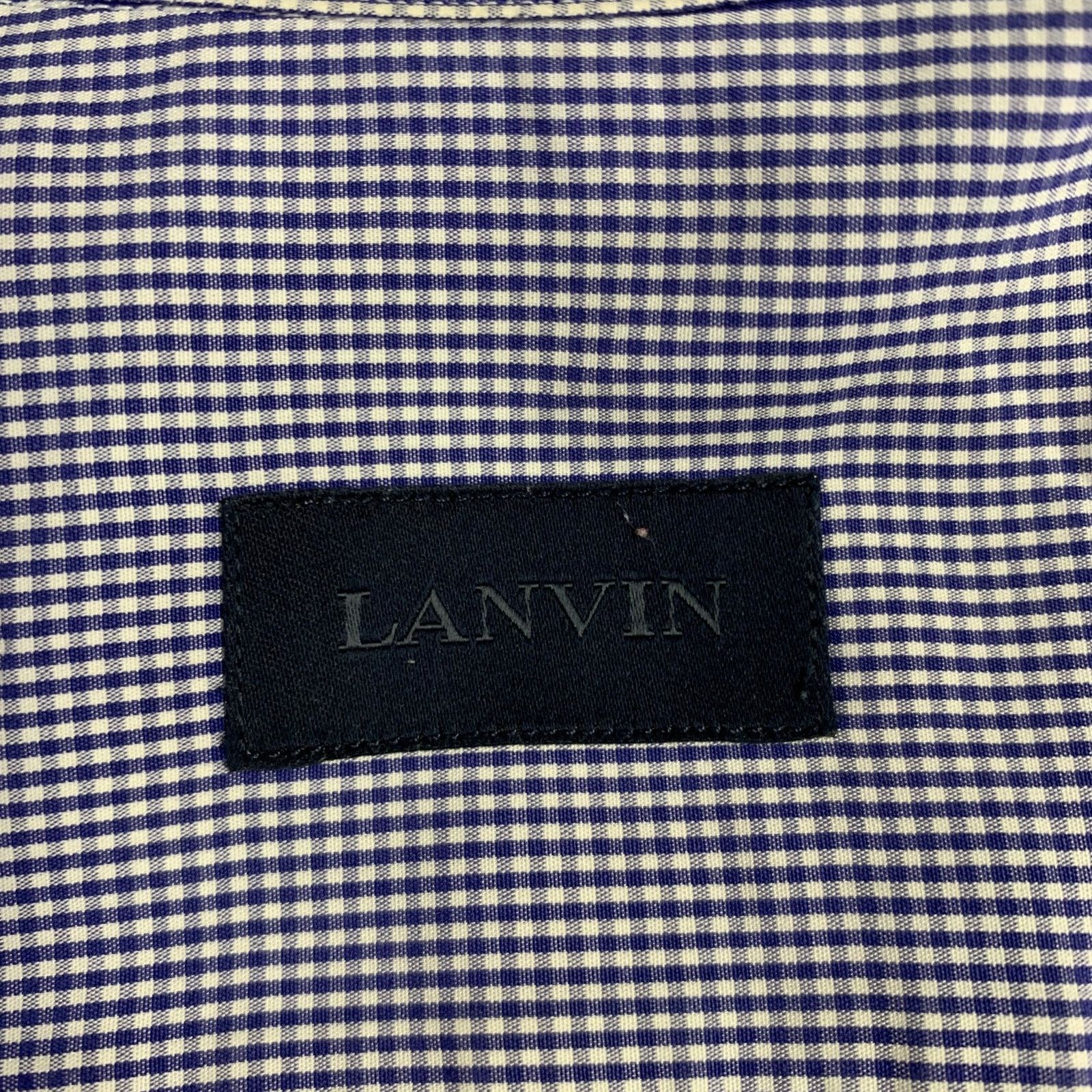 Lanvin LANVIN Size 38 Blue White Gingham Cotton Short Sleeve Shirt Size US S / EU 44-46 / 1 - 5 Thumbnail