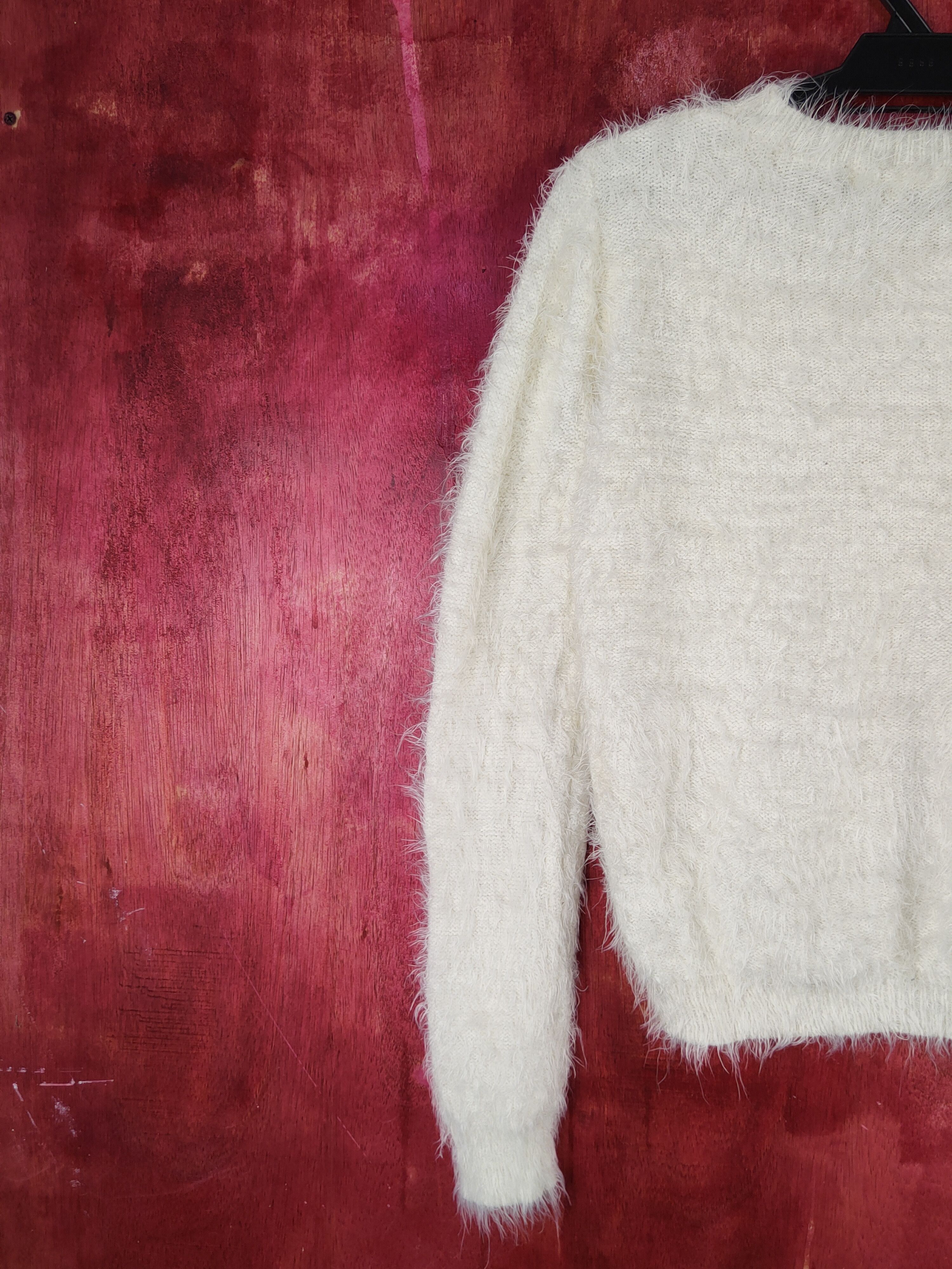 Homespun Knitwear Grove Ivory Shag Shaggy Fur Mohair Knitwear #S2060 Size M / US 6-8 / IT 42-44 - 8 Thumbnail