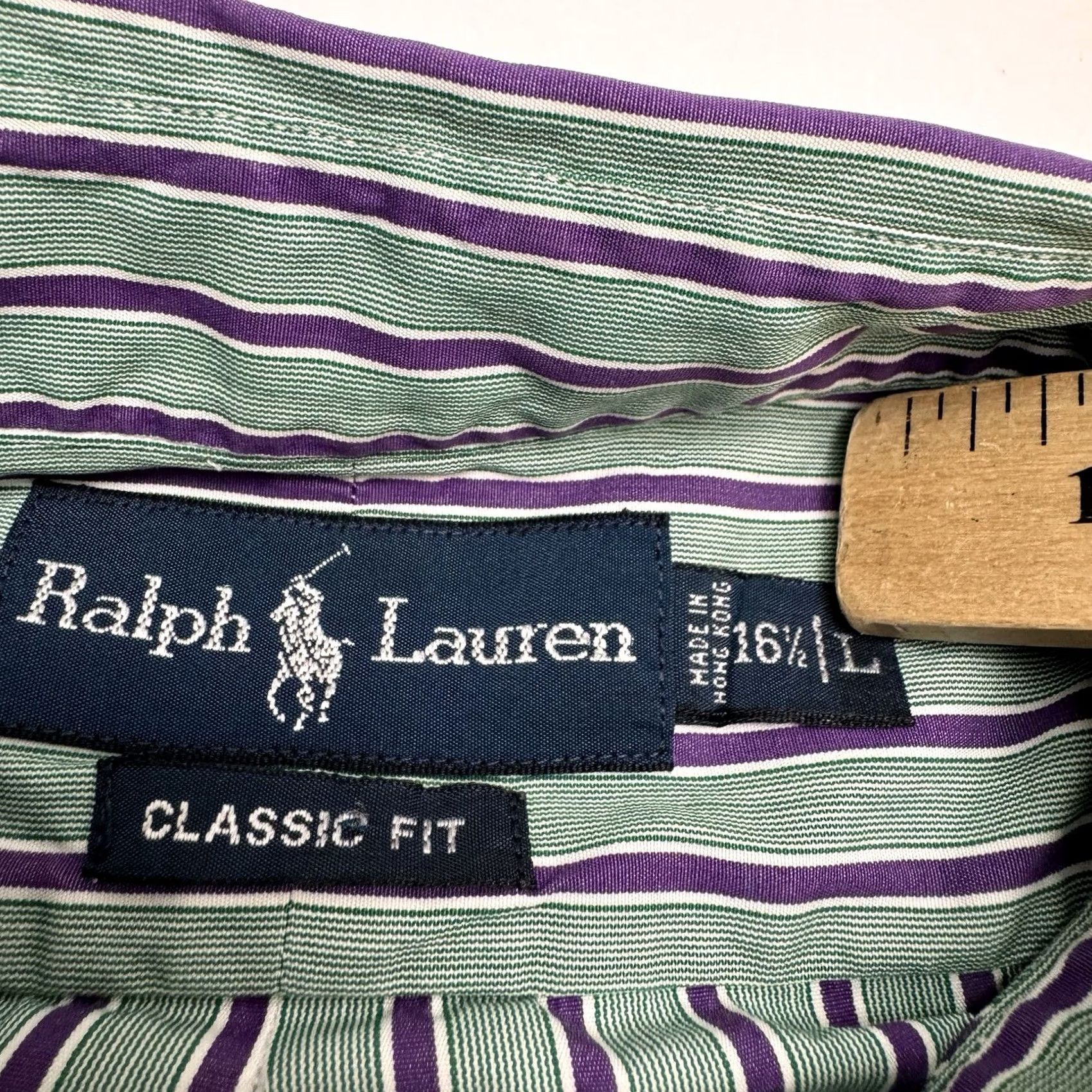 Ralph Lauren Ralph Lauren Button-Down Long Sleeve Shirt Mens Classic Fit L Green Purple Striped 16.5 Size US L / EU 52-54 / 3 - 3 Thumbnail