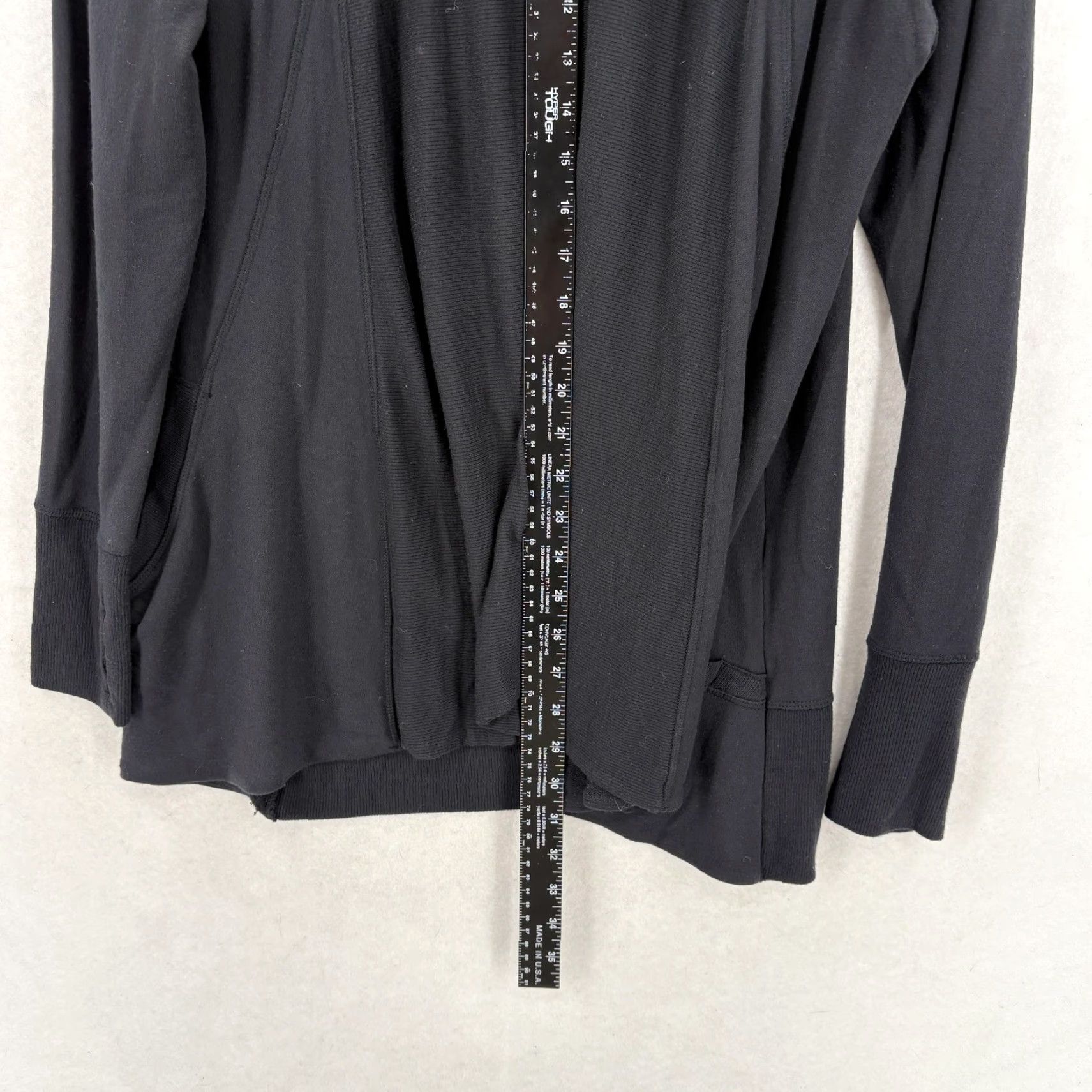 Athleta Athleta Cardigan Sweater Womens Medium Black Open Front Pockets Pranayama Wrap Knit Novelty: Thumbholes, V-Neck, Long Sleeve, Modal Spandex Size M / US 6-8 / IT 42-44 - 7 Thumbnail