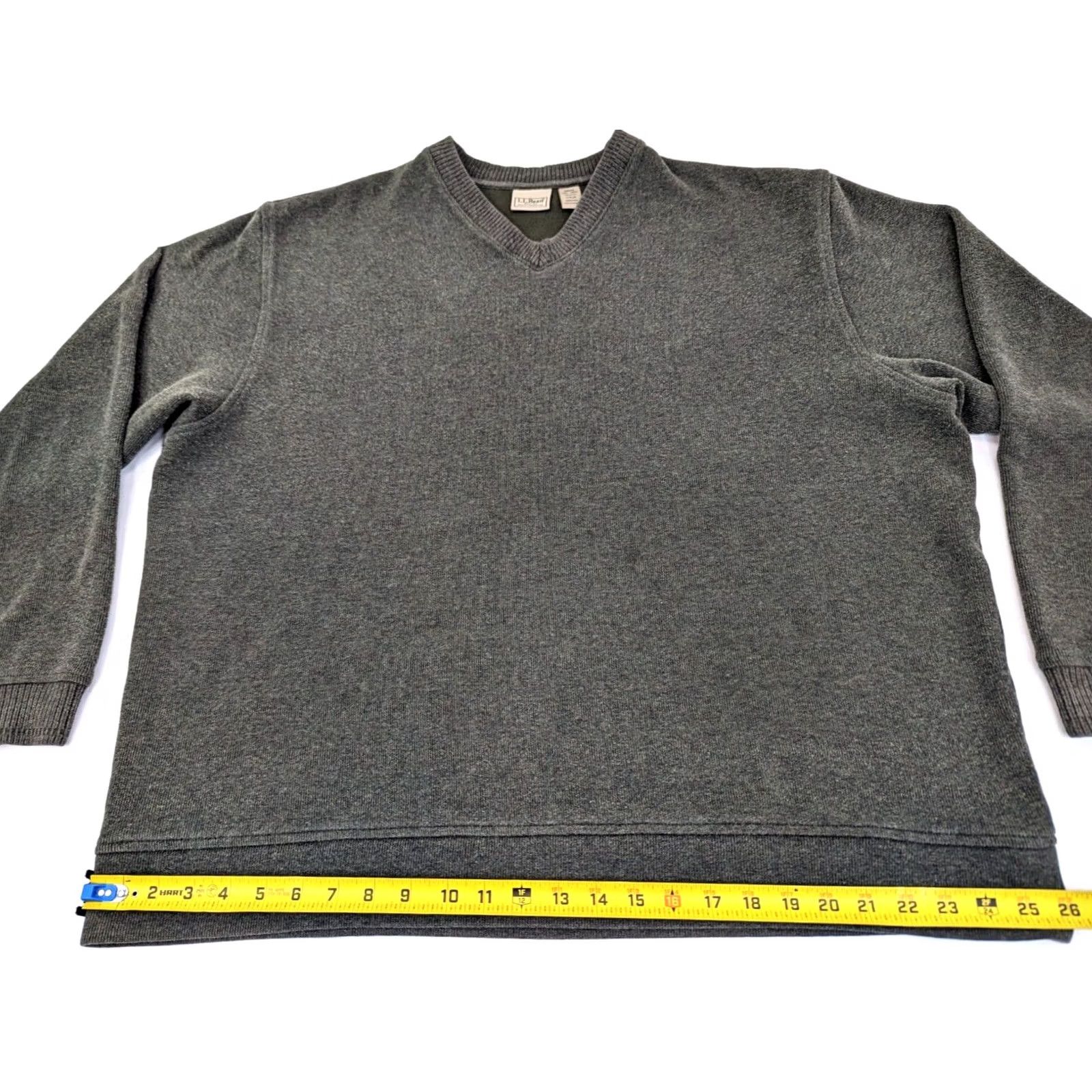 Vintage L.L. Bean V-Neck Pullover Sweater Mens 2XL Green Cotton Long Sleeve Classic Solid Knit Pullover Slope/Classic Fit Mens Size US XXL / EU 58 / 5 - 4 Thumbnail