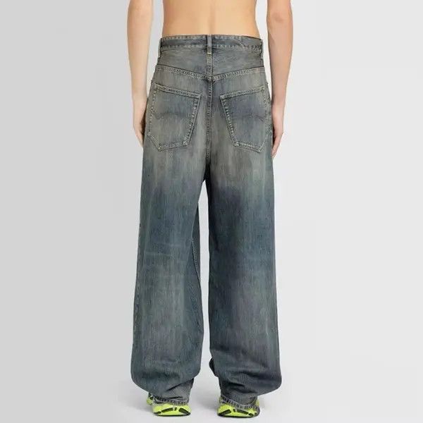 Jean Baggy Jeans Wash Denim Faded Distressed Loose Fit Skate Size US 35 - 2 Thumbnail