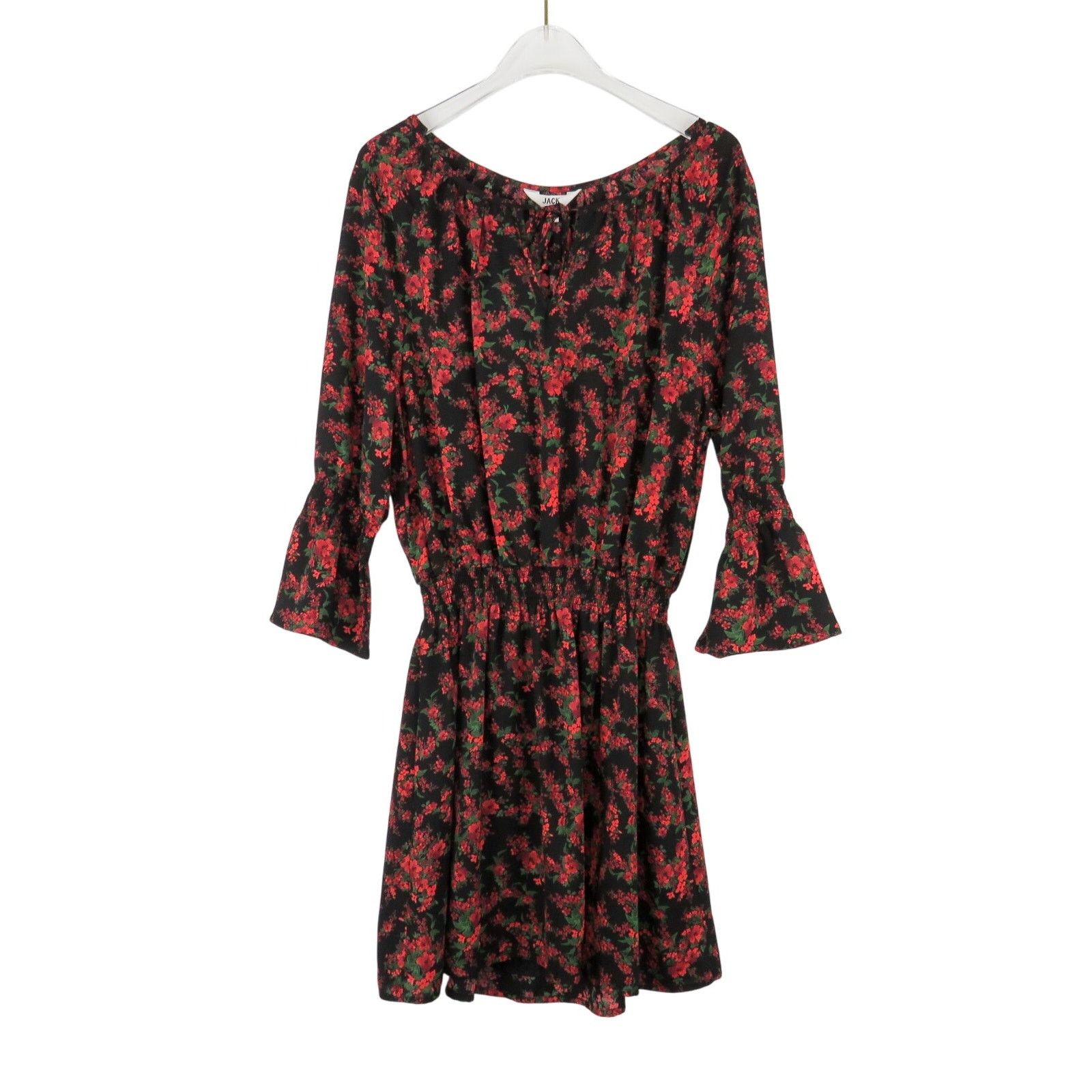 BB Dakota BB Dakota Black Red Floral Bell Sleeve Dress Medium Size M / US 6-8 / IT 42-44 - 3 Thumbnail