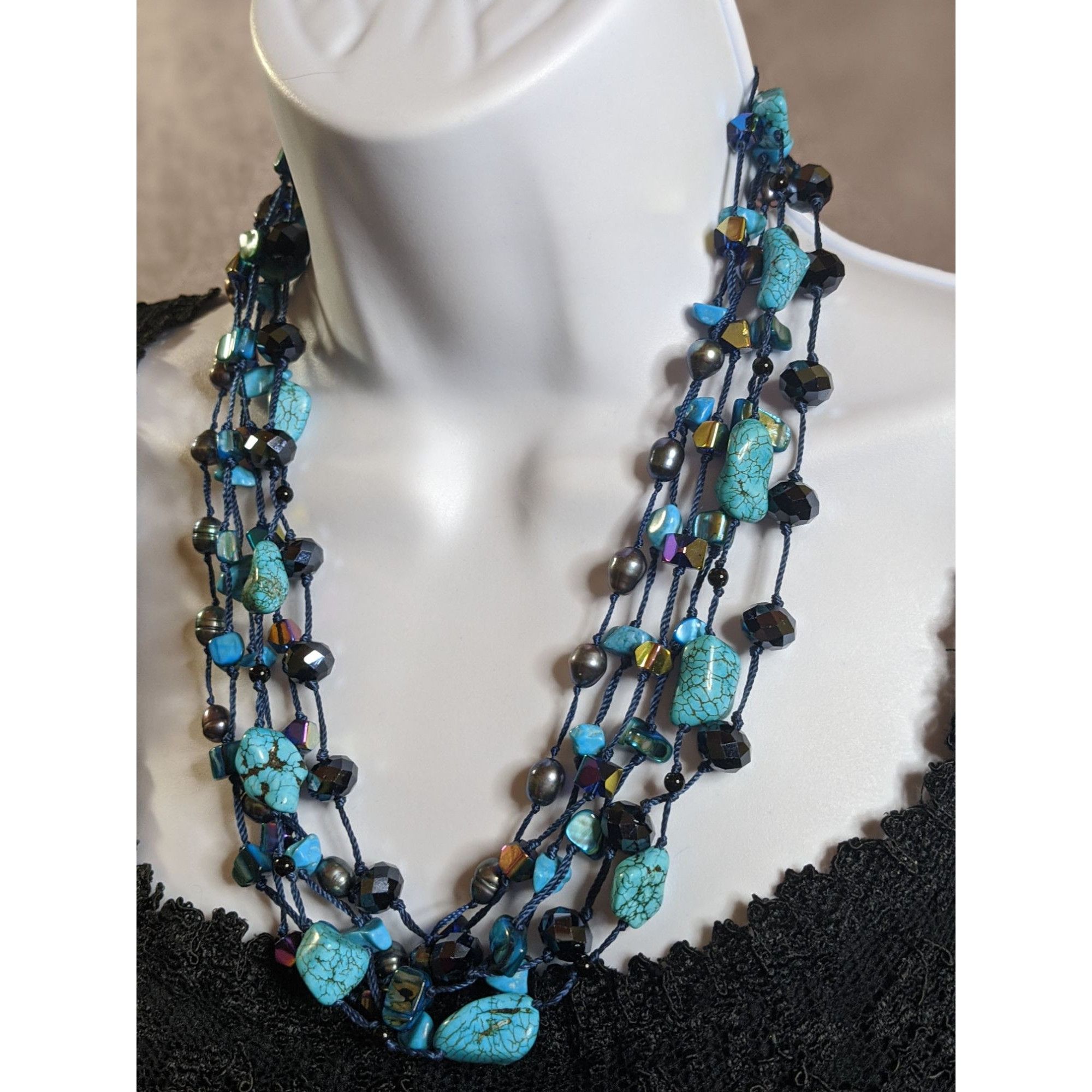 Other Bohemian Turquoise Pearl And Glass Multi-Strand Necklace Size ONE SIZE - 4 Thumbnail