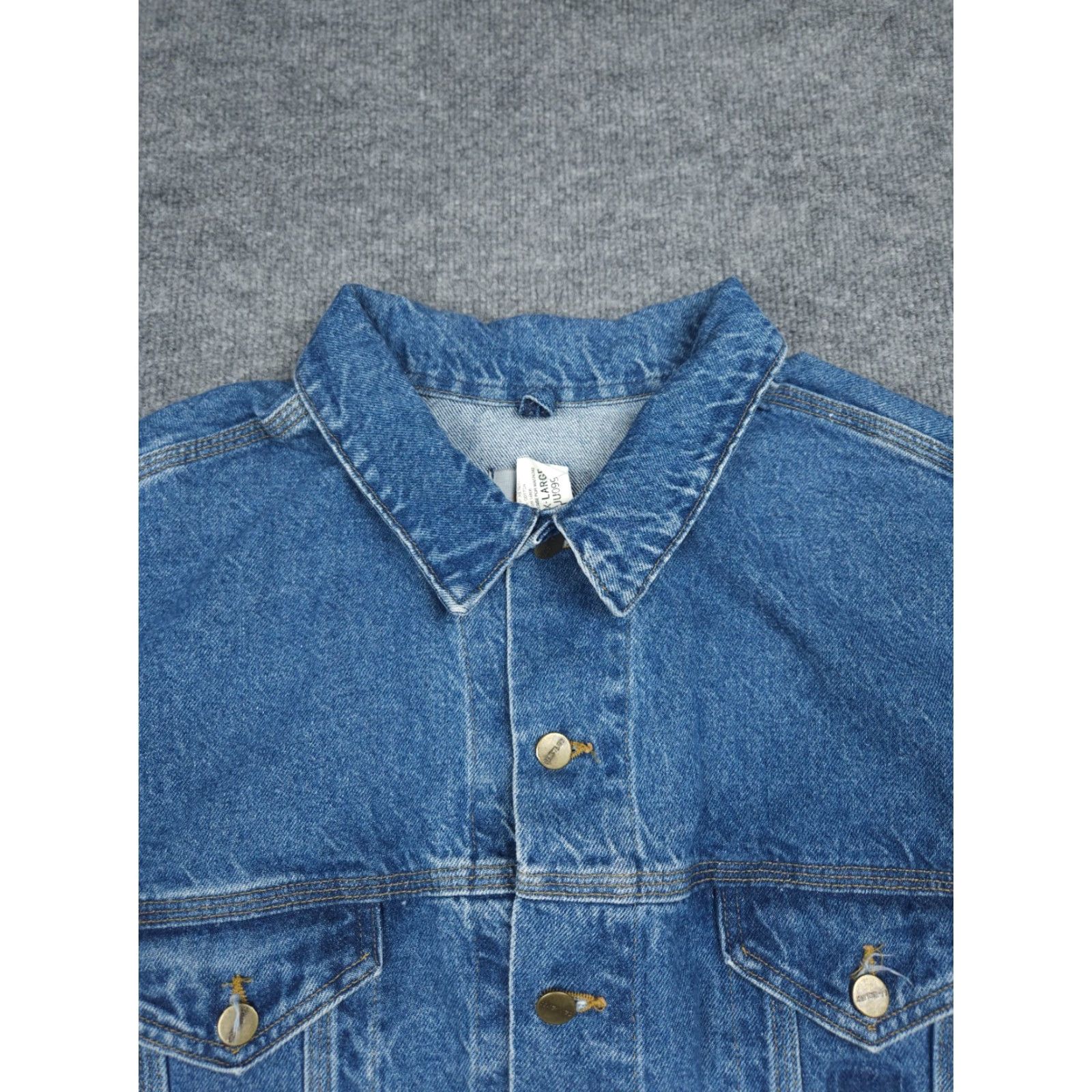 Carhartt **VINTAGE CARHARTT MEN'S 2XL BLUE CUTOFF WORKJACKET** User: Vintage Carhartt Men's 2XL Blue Cutoff Workjacket Made USA JU0998 Button Size US XXL / EU 58 / 5 - 5 Thumbnail