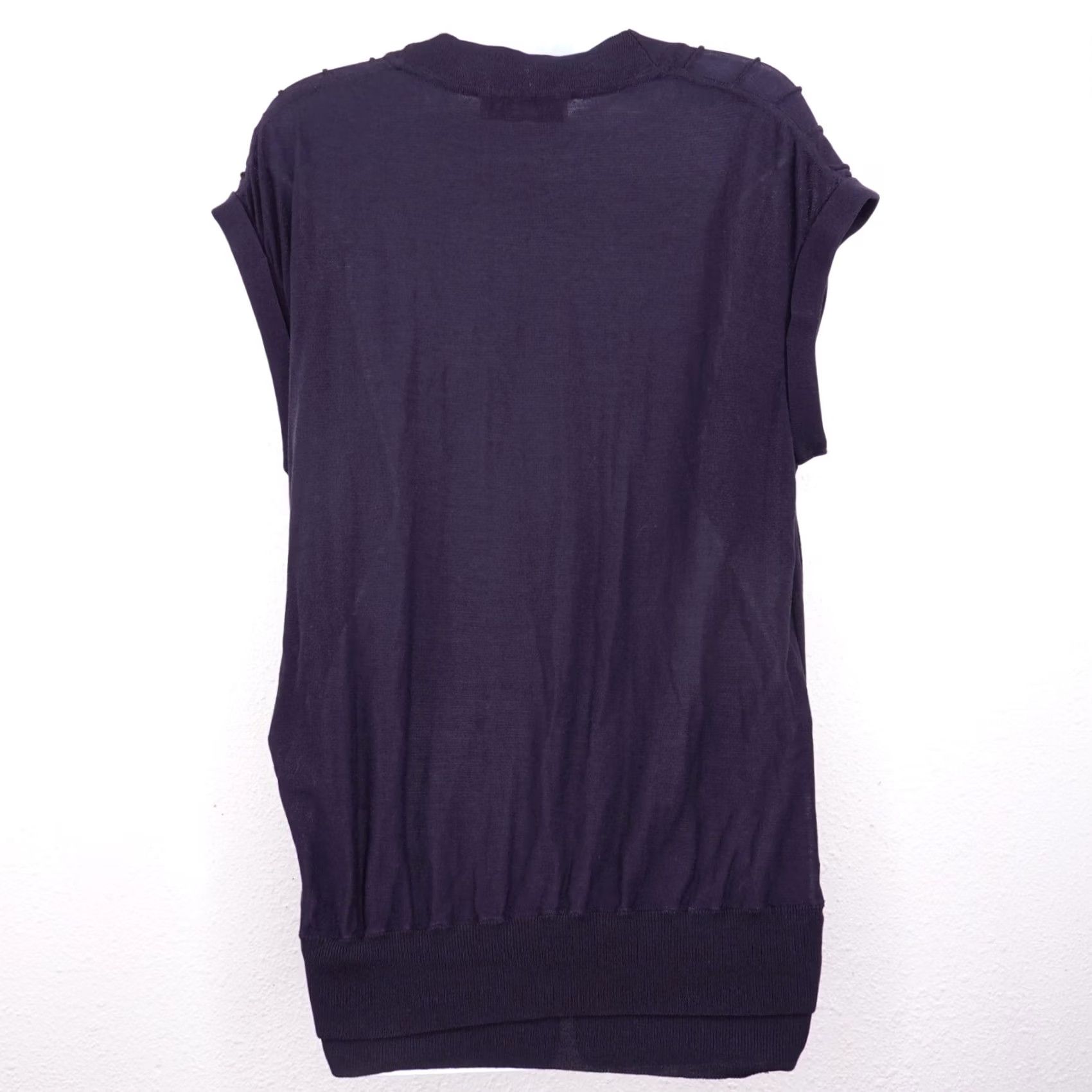 Vintage Sakaya Davis Blouse N avy Sleeveless Knit Cotton 100% Top Women Size M Crew Neck Cap Sleeve Slim Fit Regular Knit Shirt Size M / US 6-8 / IT 42-44 - 5 Thumbnail