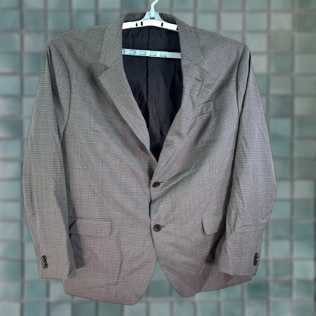 Bonobos VINTAGE Bonobos Italian Wool Check Blazer Sport Coat Men Size 54 Gray Business Casual 2-Piece Size 54R - 1 Thumbnail