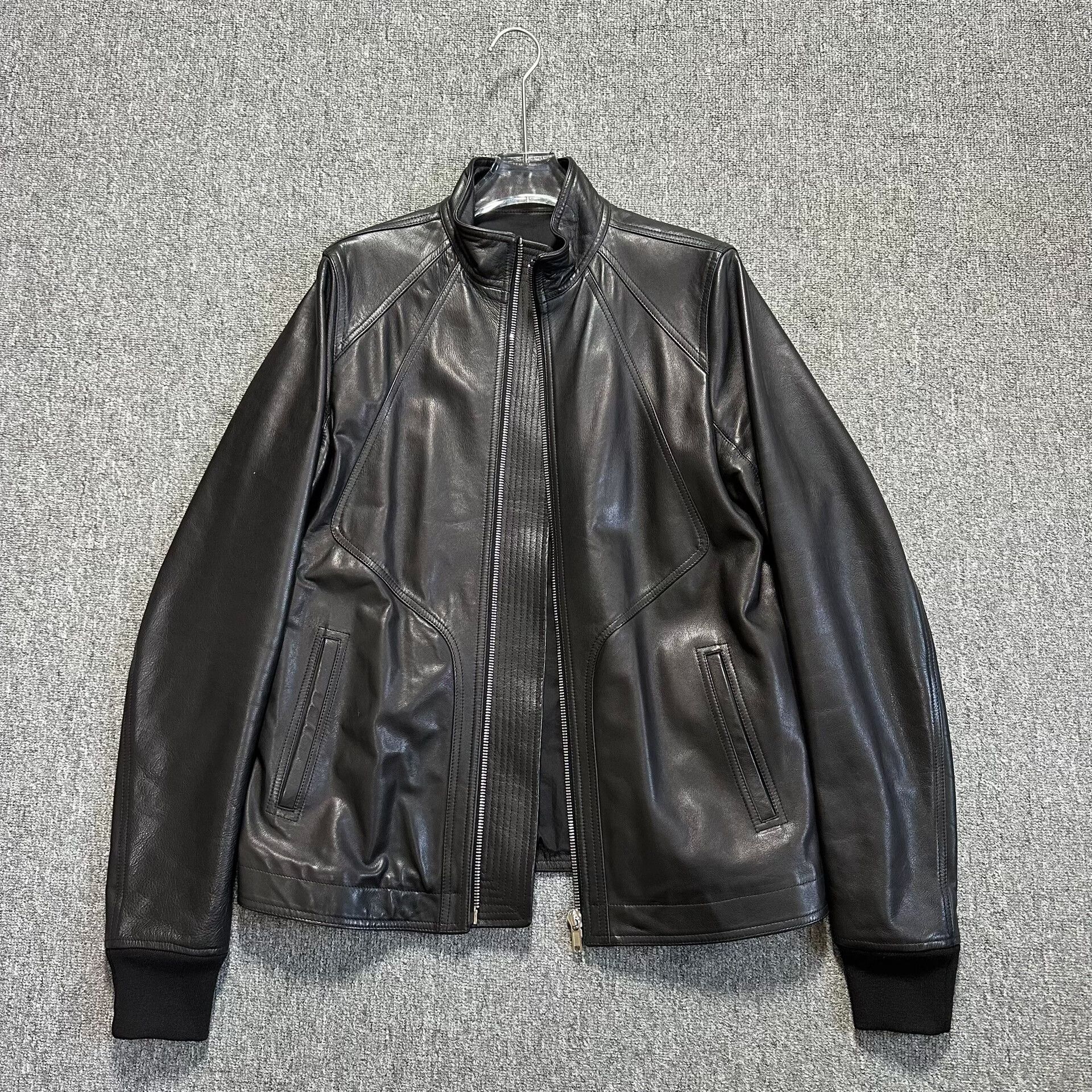 Rick Owens black leather stand collar jacket by rick owens Size US XXL / EU 58 / 5 - 2 Thumbnail