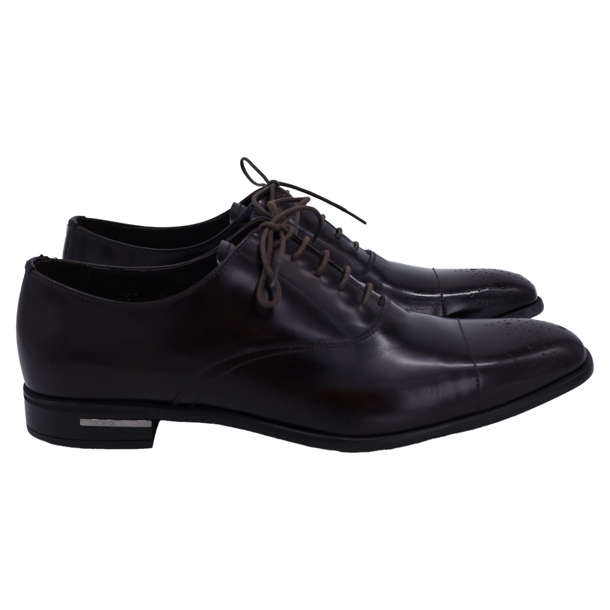 Prada Prada Lace Up Brushed Oxford Shoes in Brown Leather Size US 7.5 / EU 40-41 - 1 Thumbnail