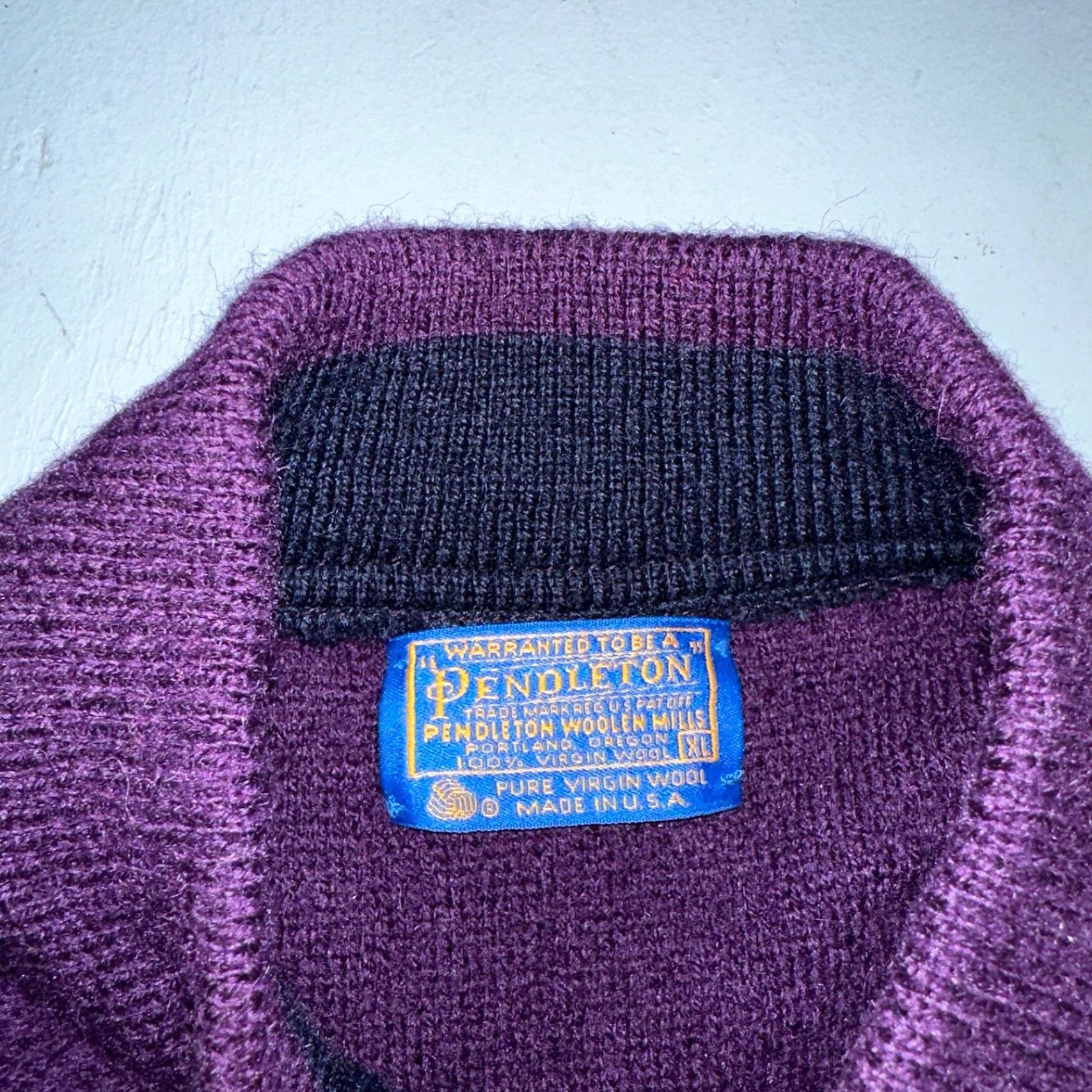 Pendleton VINTAGE Pendleton Sweater Mens XL Wool Purple 80s Henry Neck Elbow Patch Pullover Casual Size US XL / EU 56 / 4 - 6 Thumbnail